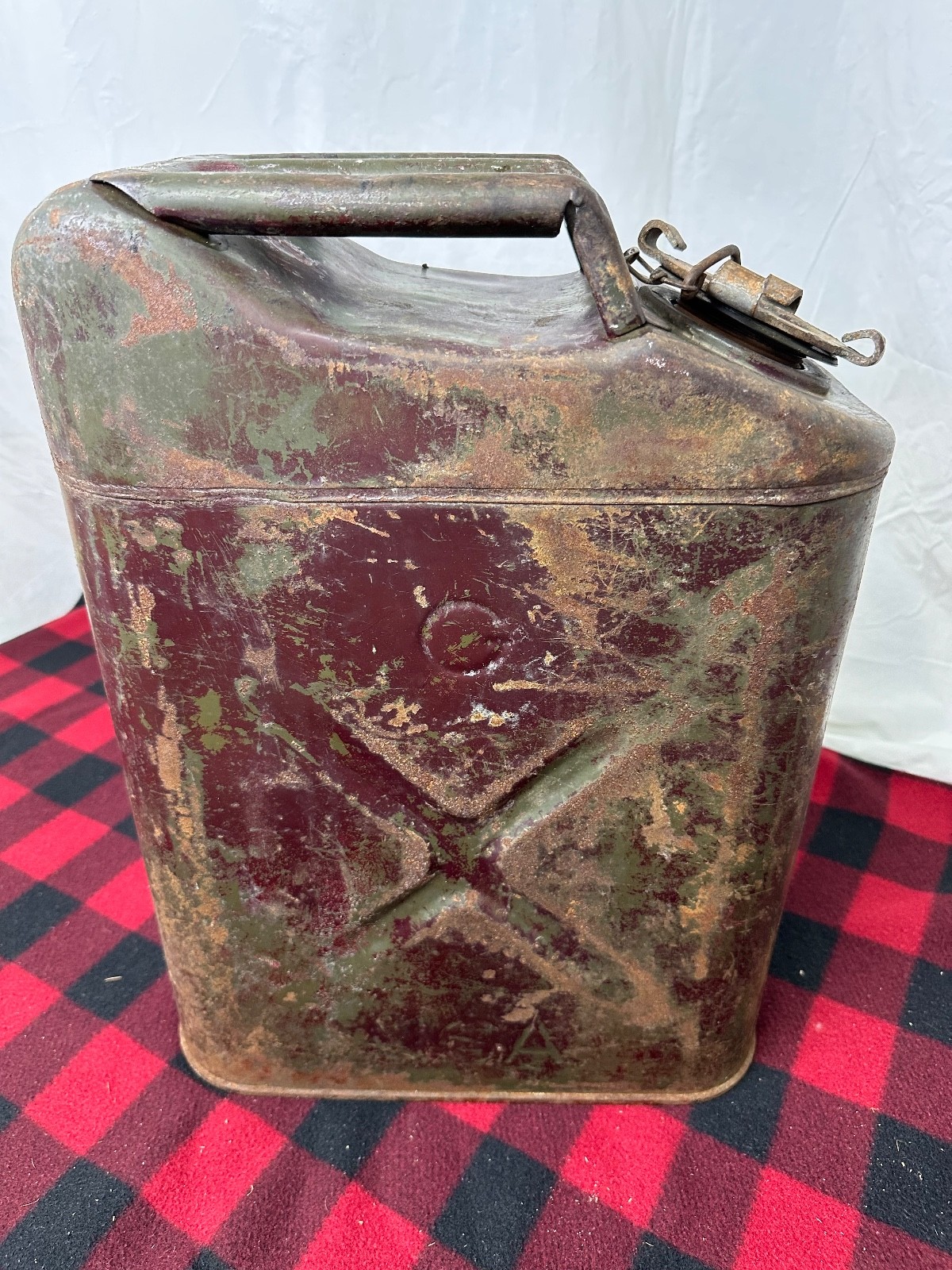 Original WWII U.S. Q.M.C. Gas Can – Rheem 1945 – Unrestored Patina – USA Marked