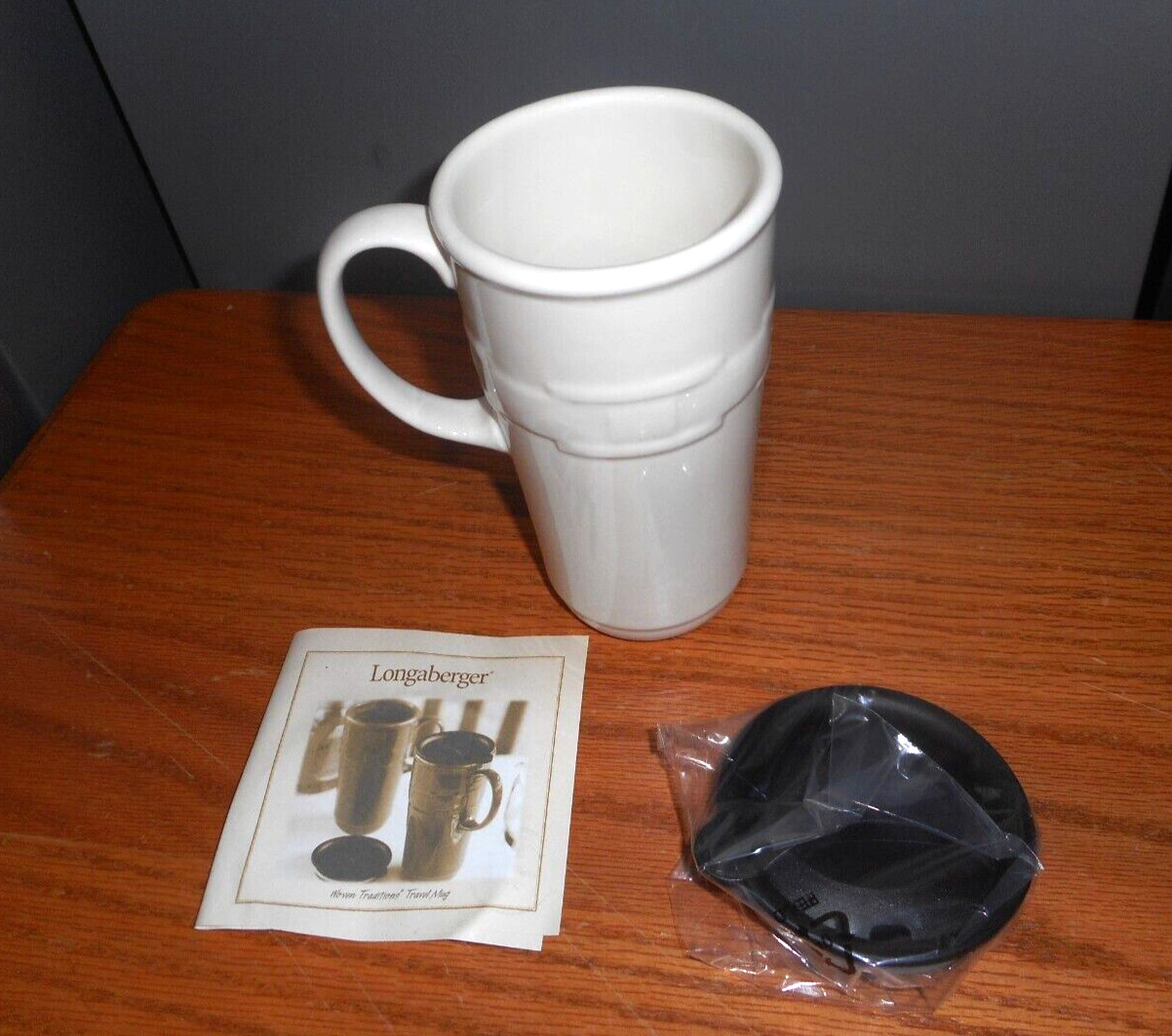 Longaberger Woven Traditions Ivory Travel Mug Single 3176590 NIB
