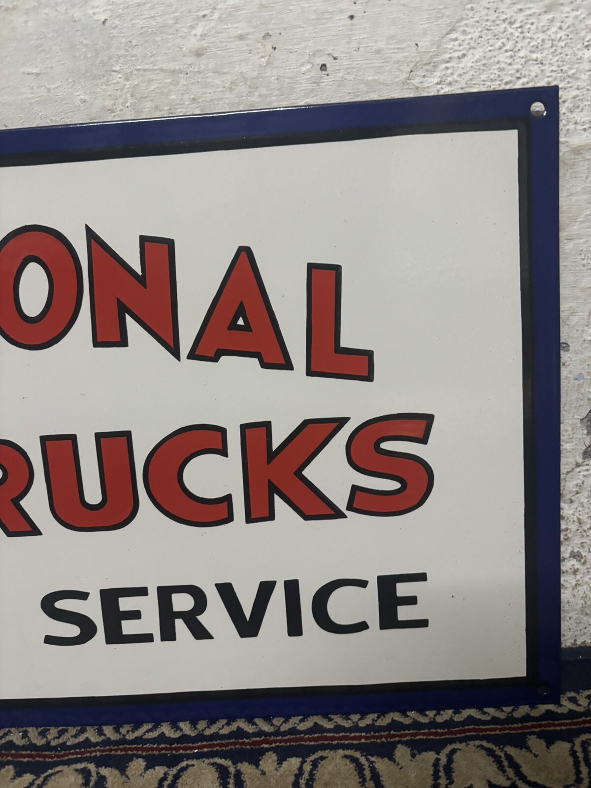 International Trucks Porcelain Enamel Sign 36 X 15 Inches 1 Sided