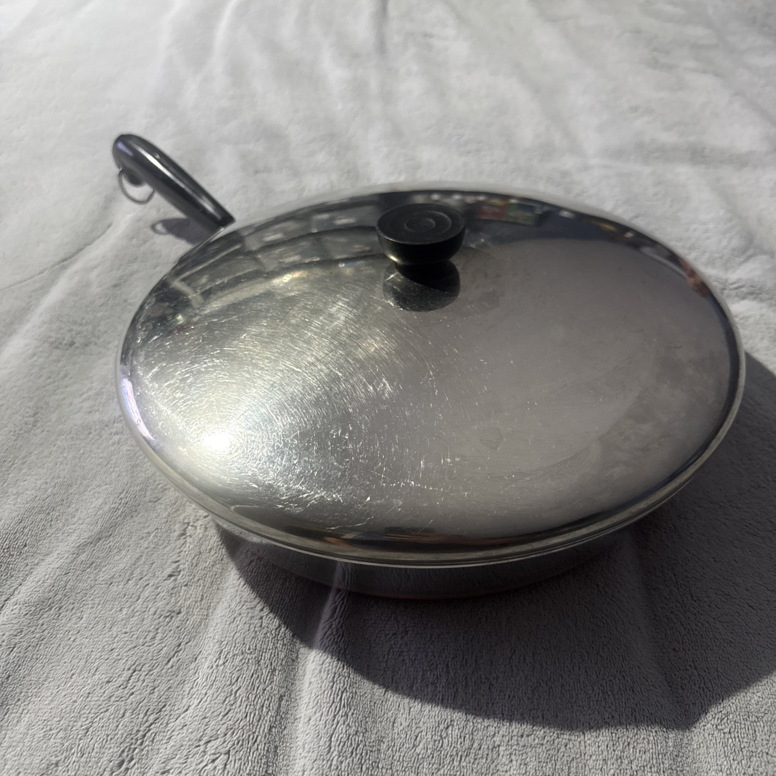 Vintage Revere Ware 12 In-86 Copper Bottom Skillet Fry Pan & Lid Clinton ILL USA