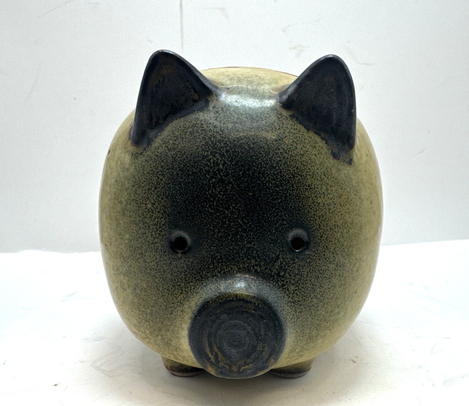Art Pottery Stoneware Speckled Piggy Bank Money Saver No Stopper Vintage