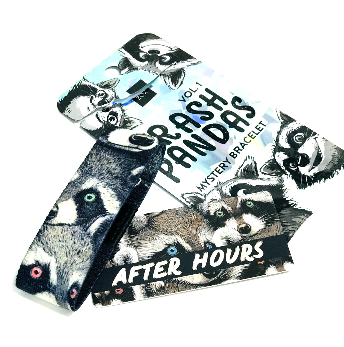 ZOX *AFTER HOURS* Silver Strap MED Goldie Band w/Card TRASH PANDAS „RACCOONS“