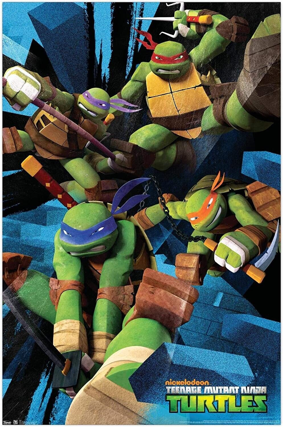 2012 VIACOM TEENAGE MUTANT NINJA TURTLES POSTER ATTACK TRENDS #5458 NEW 22×34
