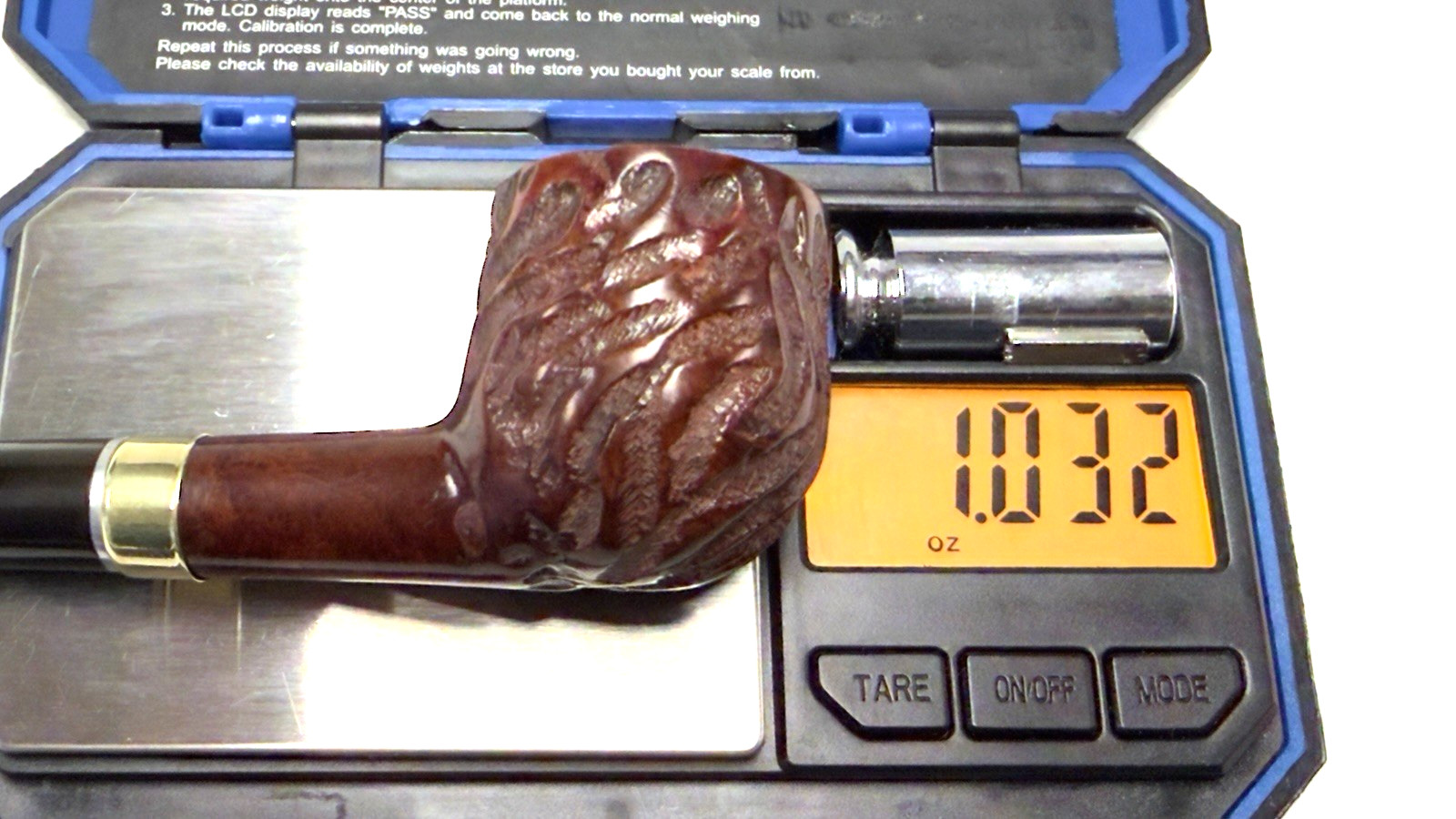 Dr. Grabow Grand Duke Medium Carved Pot 6mm Filter, Shank Repair Band, Mint Stem