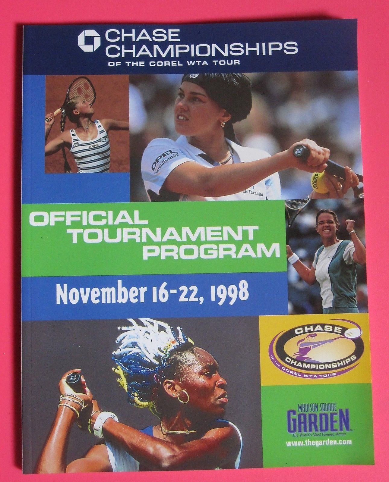 CHASE CHAMPIONSHIPS OFFICIAL TENNIS TOURNAMENT PROGRAM 1998 MADISON SQ GARDEN
