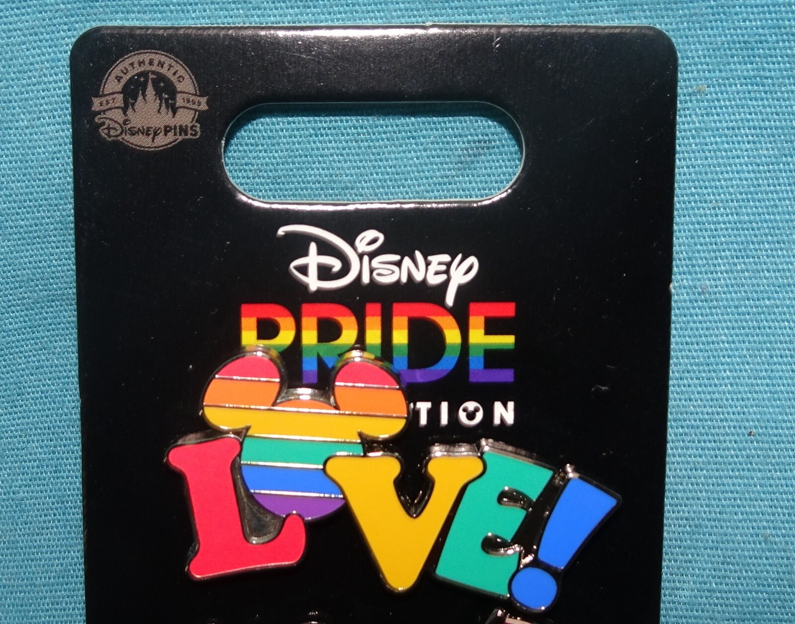 SET OF 2 PIN NEW = Disney Parks Pride Collection Mickey Mouse Flag Love ON CARD