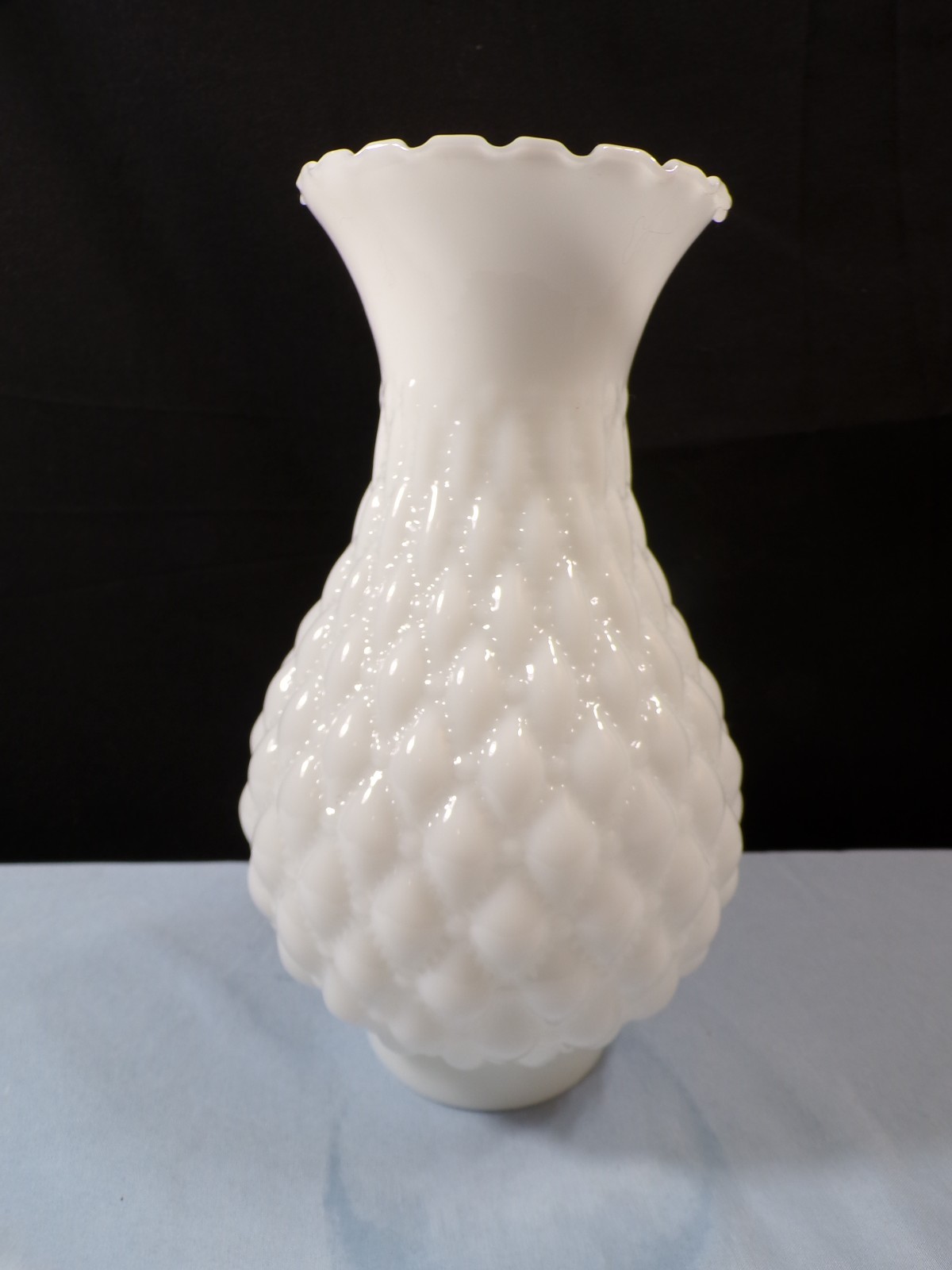 Milk Glass Oil Lamp Shade Chimney w/ Quilted Diamond Design