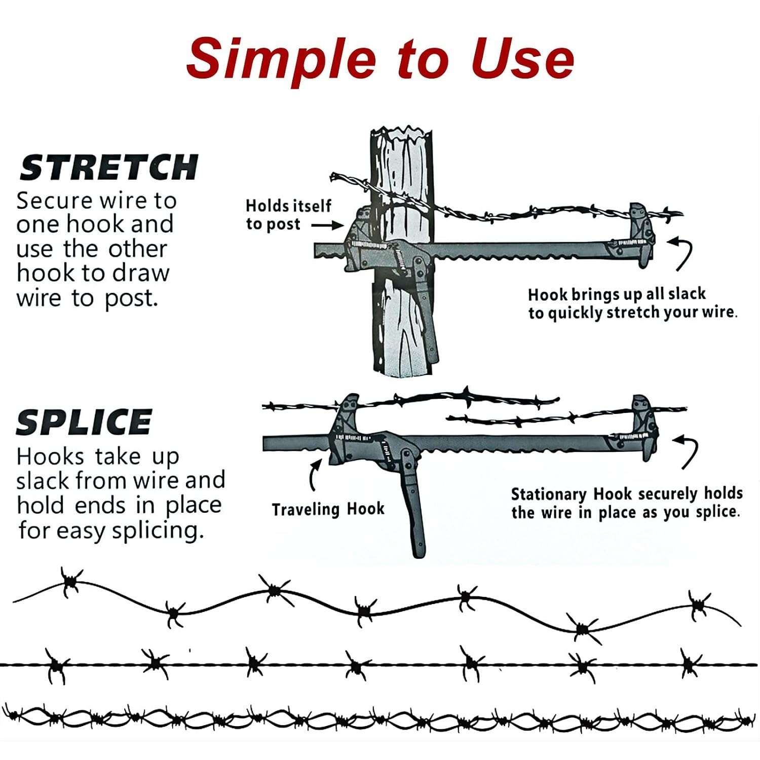 Efficient Wire Fence Repair Tool with Long Lasting Appearance and Service Life