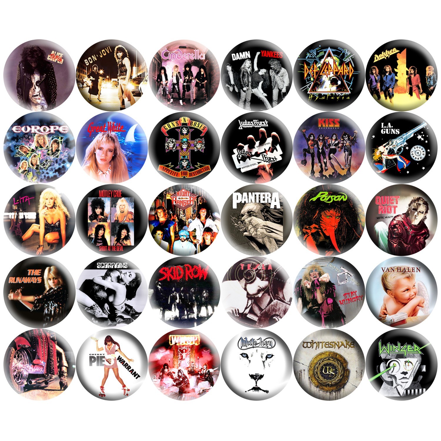 80’s Hair Band 80’s Metal 80’s Rock Band Music Pinback Buttons Retro Pins 1″ New
