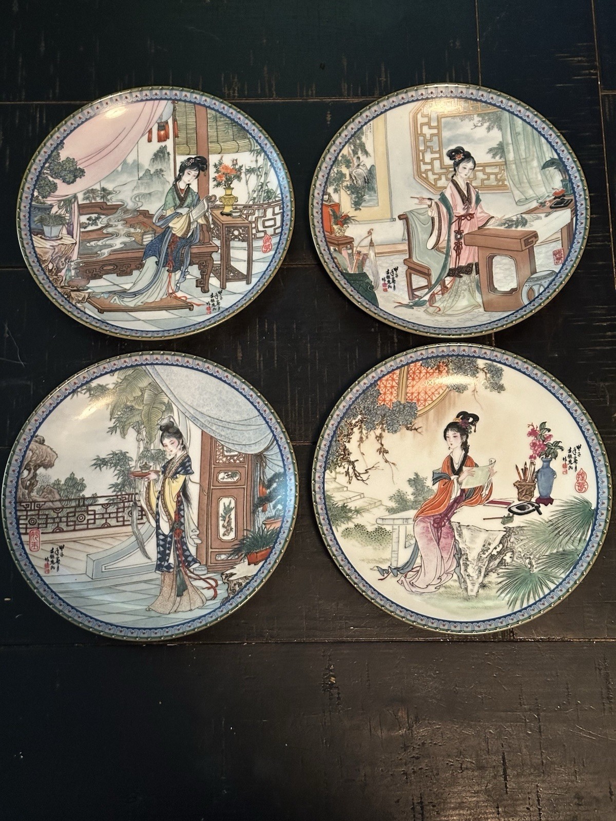 Imperial Jingdezhen Porcelain Plates Set Of 3 1987 & 1 1989