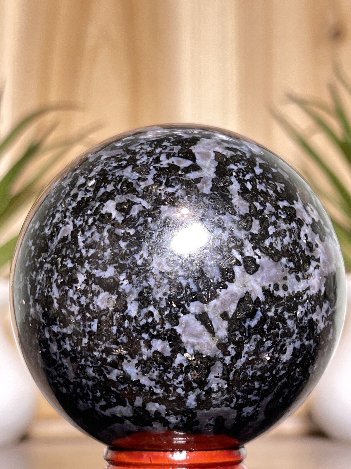 66mm INDIGO GABBRO SPHERE – Mystic Merlinite Mineral Feldspar Crystal Chakra