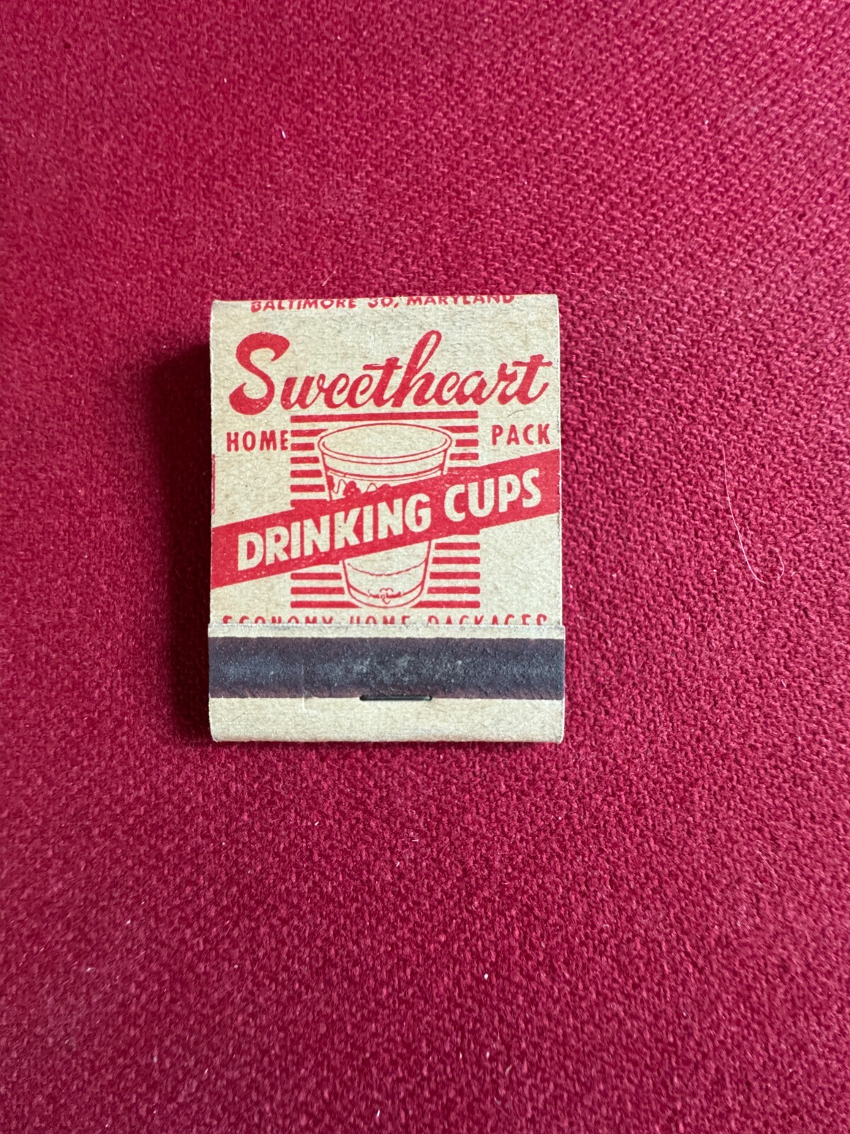 1940’s, Sweetheart Drinking Cup Brand, „Un-Used“ Matchbook (Scarce / Vintage)