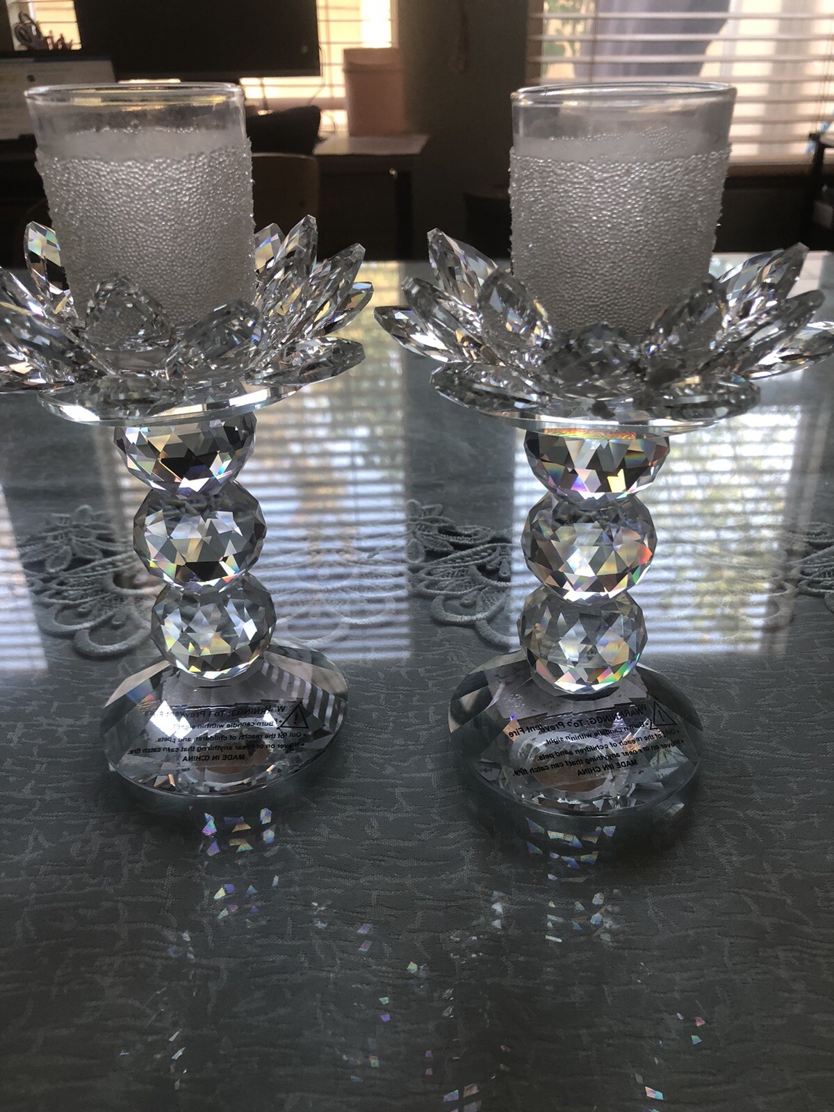 Lotus Flower Candle Holder – Set Of 2 . High Quality Crystal