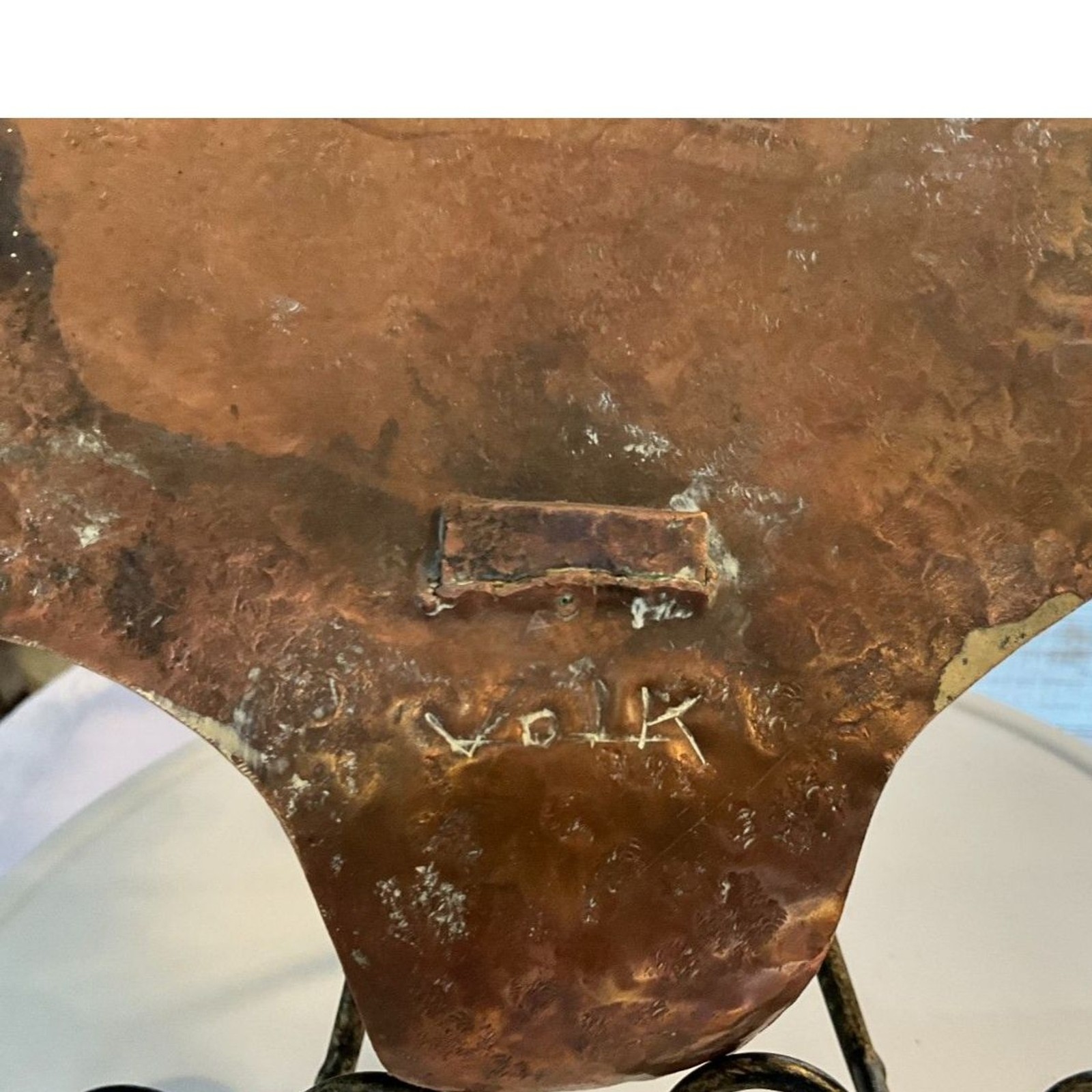 Vintage VOLK Hand Hammered Copper Wall Sconce Candle Holder Arts & Crafts sconce