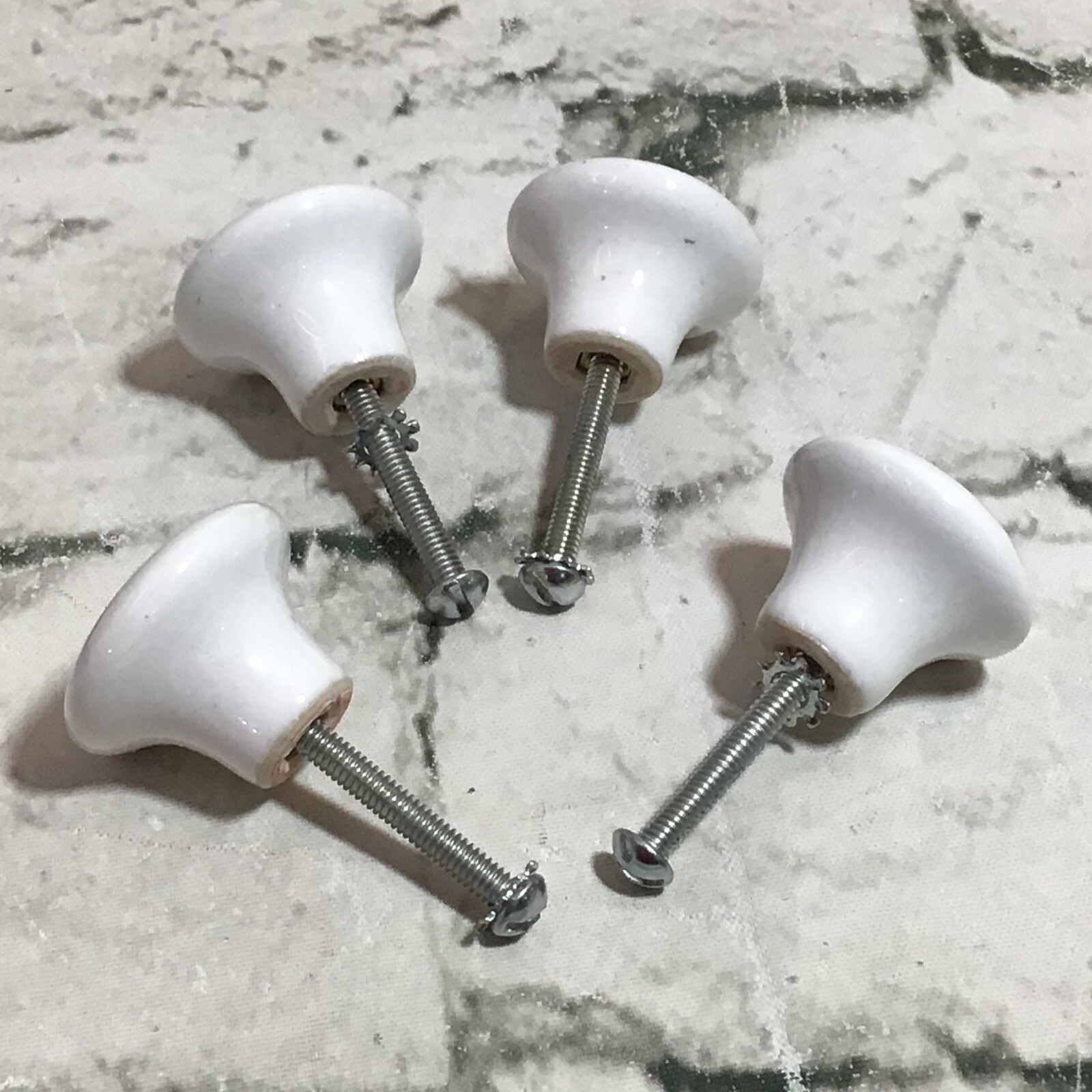 Vintage Drawer Pulls 1.25” Round Ceramic Pink Floral Flowers Knobs Lot Of 4