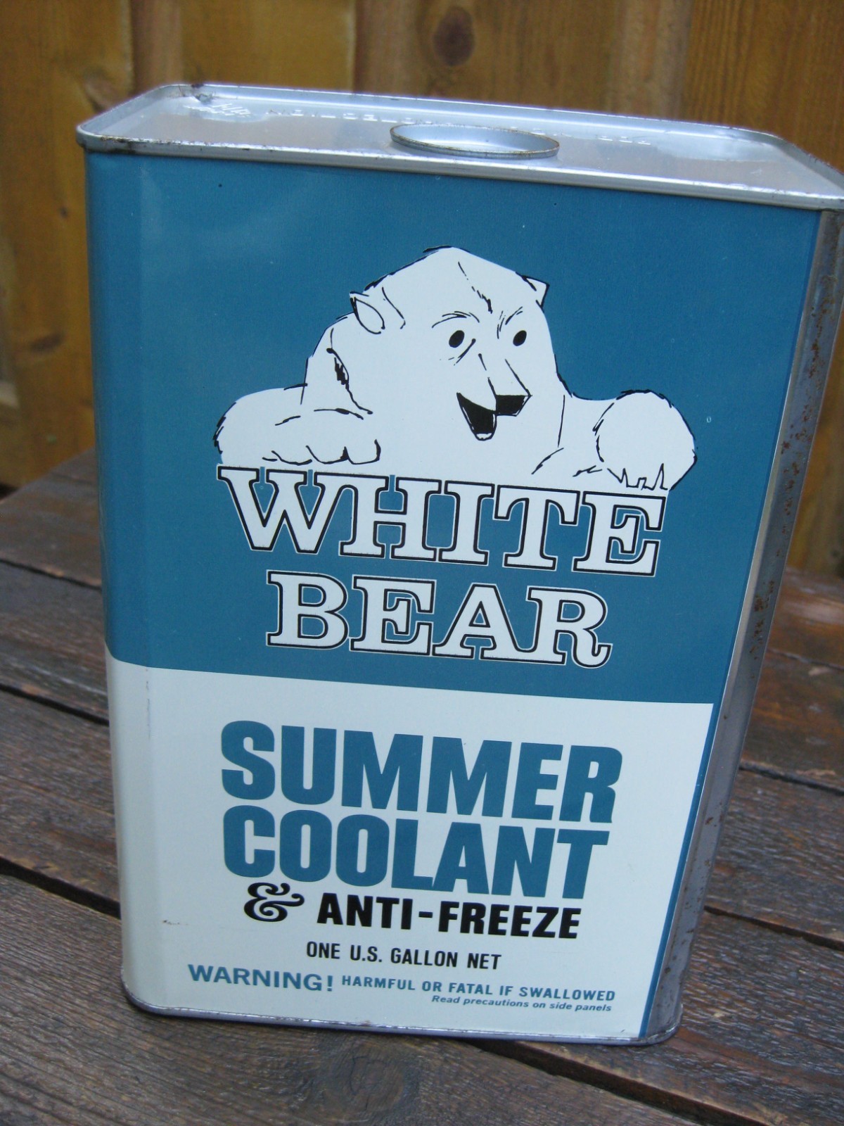 Rare Vintage White Bear Summer Coolant & Anti-Freeze 1 Gallon Can Nice Empty