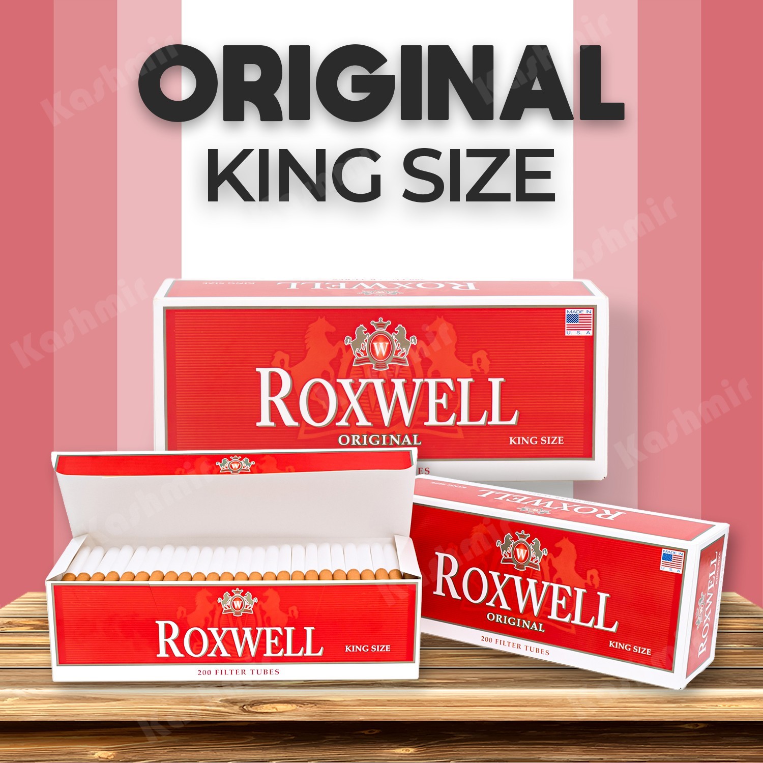 Roxwell Cigarette Tubes King Size Original Red Superior Quality 5 Box of 200 Ct