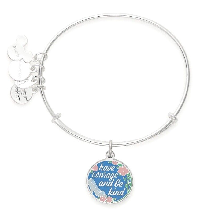 Cinderella HAVE COURAGE & BE KIND Disney Alex Ani Bracelet 2 Sided Coach Silver