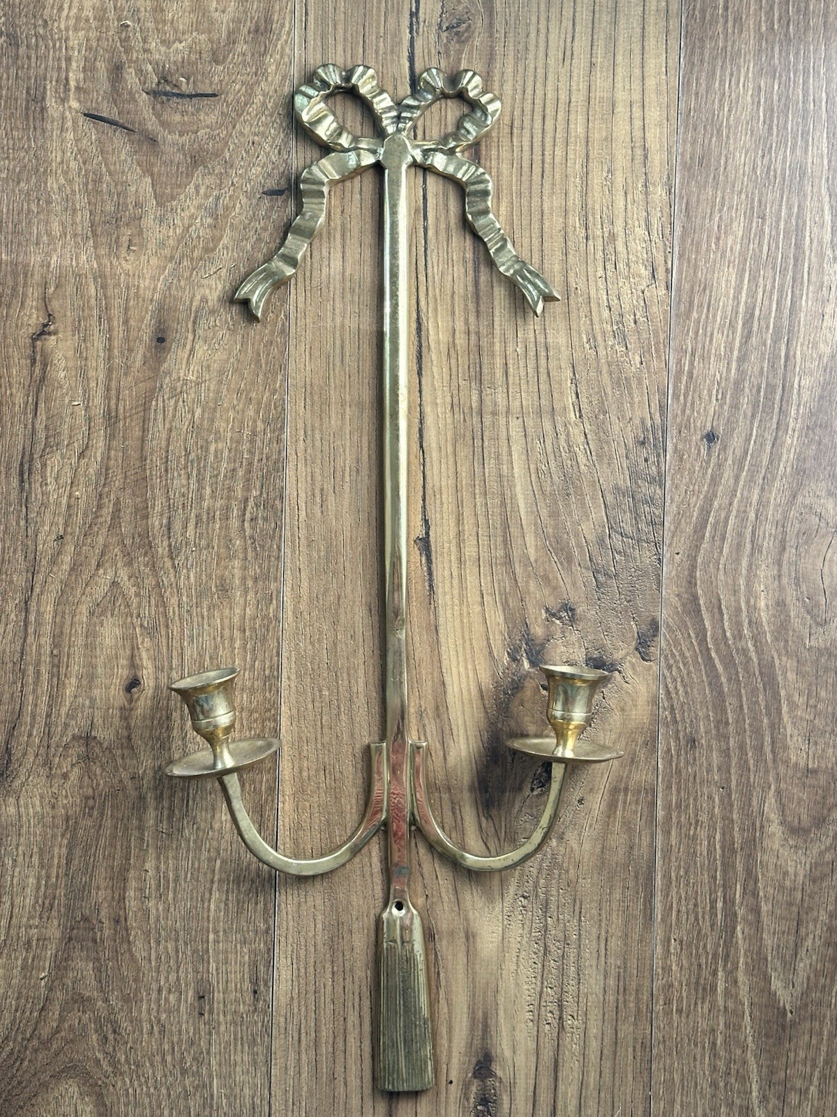 Vintage Brass Ribbon Double Armed Wall Sconce India
