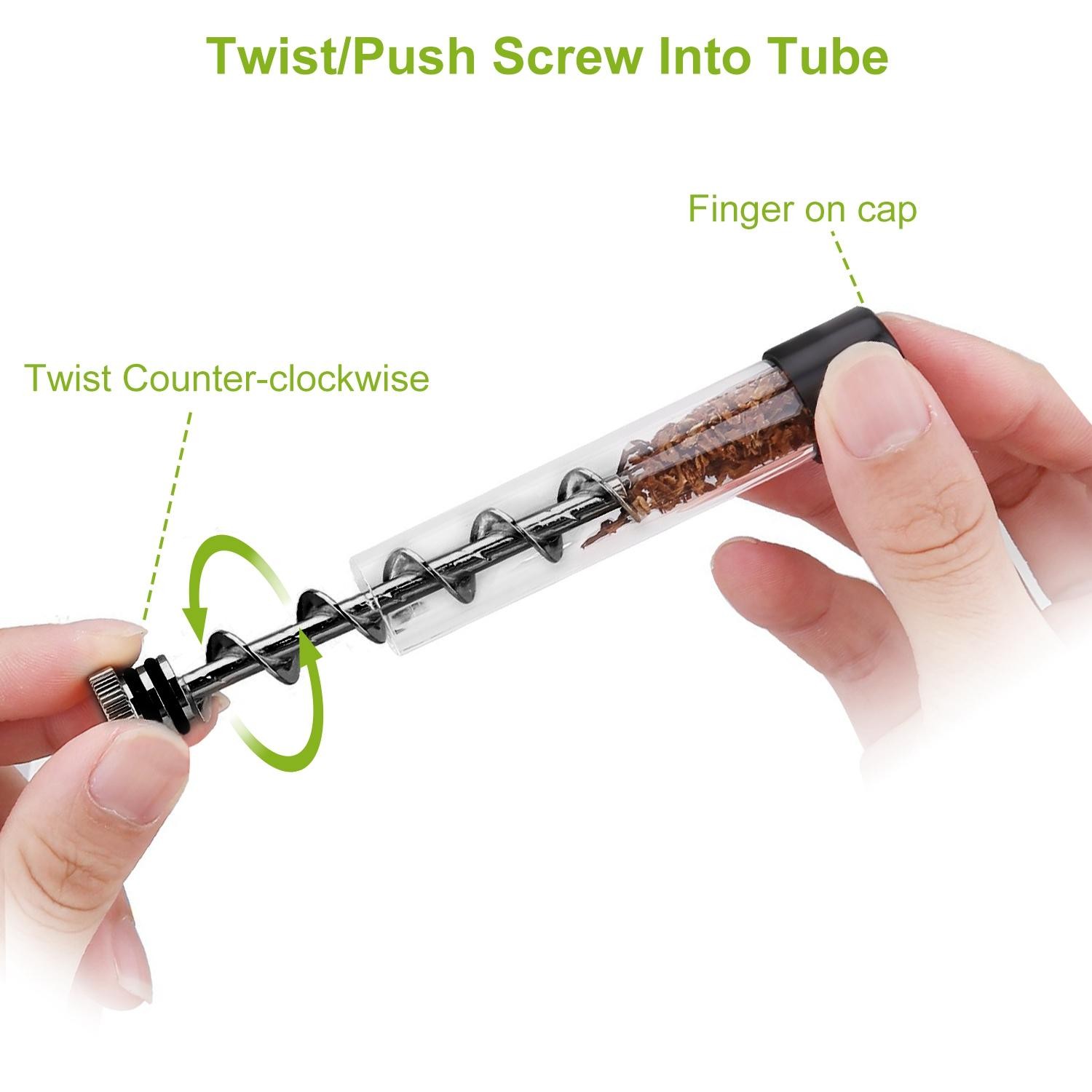 Glass Blunt Pipe Twisty 7-in-1 Grinder Kit w/ Smoking Metal Tip Cleaning Brush