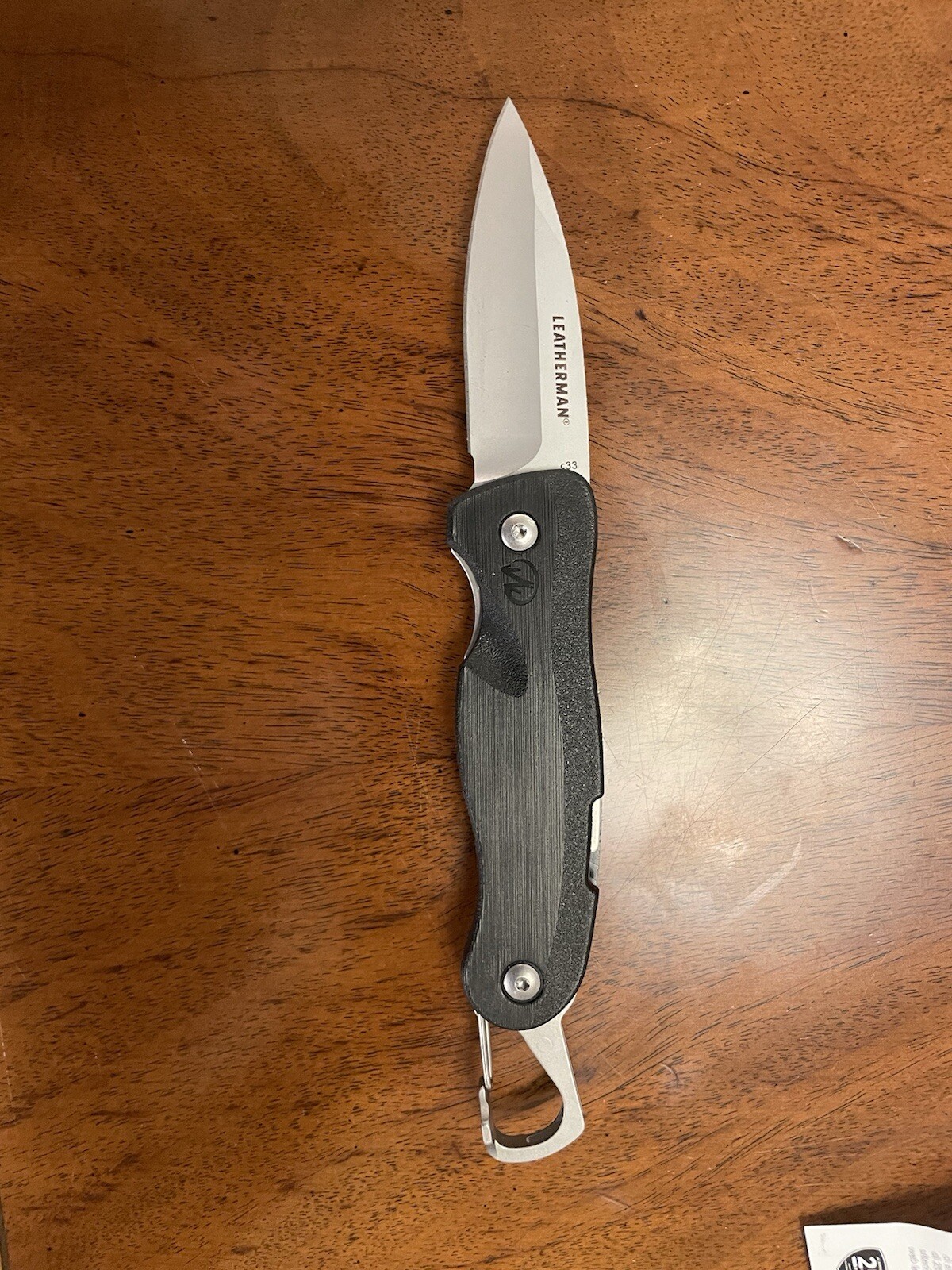 New! Leatherman Crater C33 CARABINER folding clip KNIFE. PLAIN EDGE. C33X