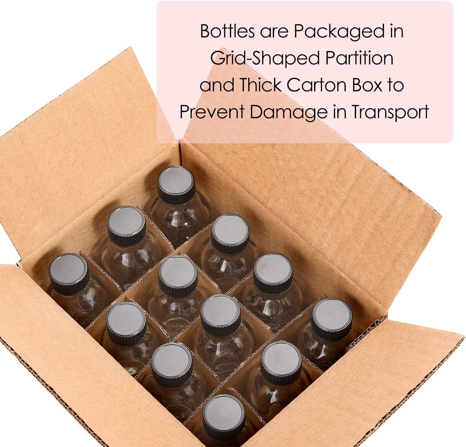 Glass Bottles Small Clear 2oz with Lids Funnels Labels 12 Pack