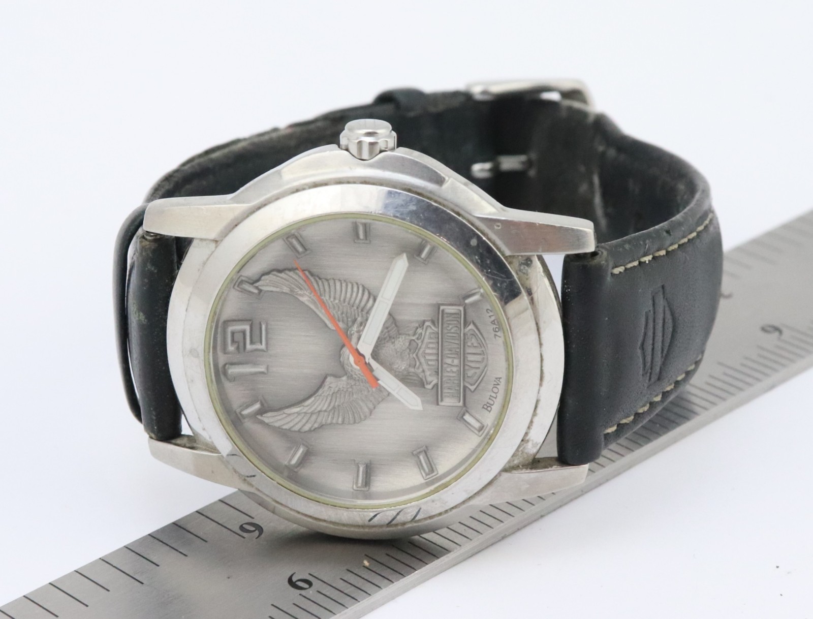 Vintage BULOVA Harley Davidson Motorcycles 76A12 Eagle Watch 41mm NEW BATTERY