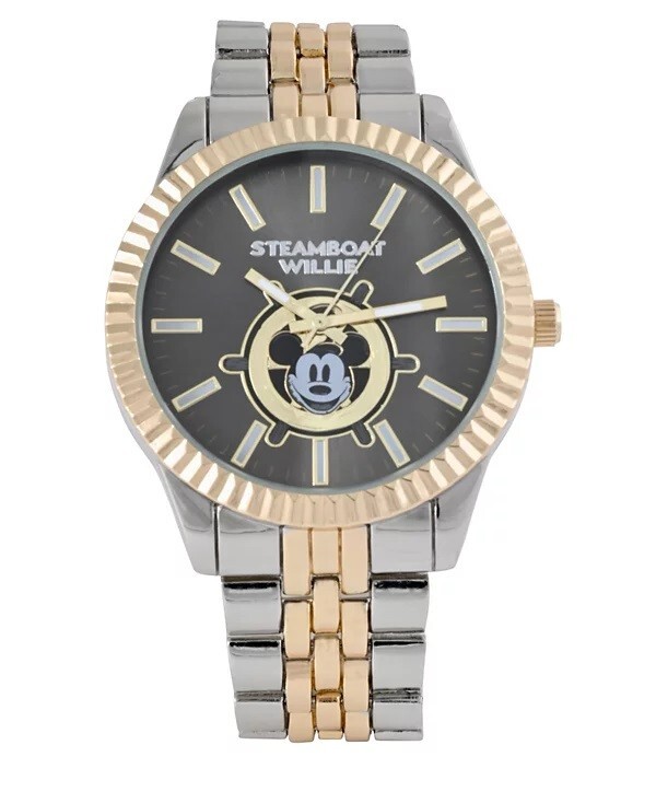 Disney 100th Anniversary Mickey Mouse Steamboat Willie Watch , Gold/Silver, NIB