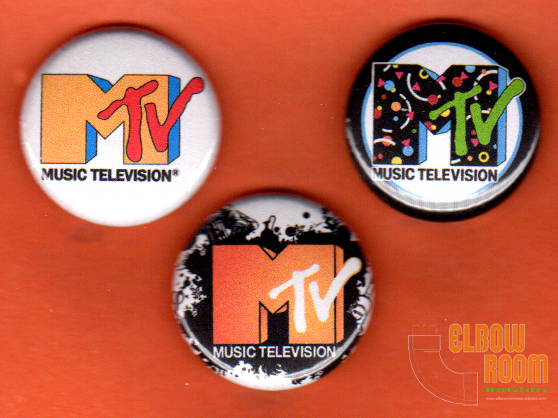 Set of three 1″ MTV pins buttons 80s music television