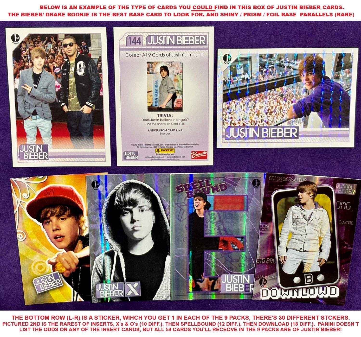 2010 Panini Justin Bieber UNOPENED BOX * 9 SEALED PACKS * Drake ROOKIE Card RC ?