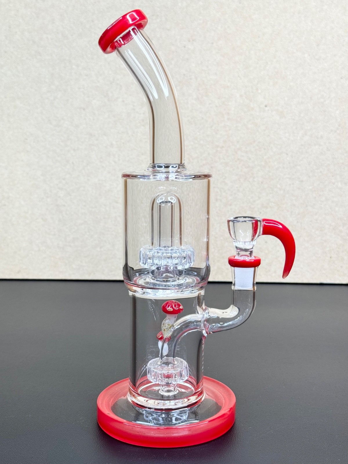 12” Double Chamber Glass Bong – Red Thick Water Pipe Hookah w/ 14mm Bowl