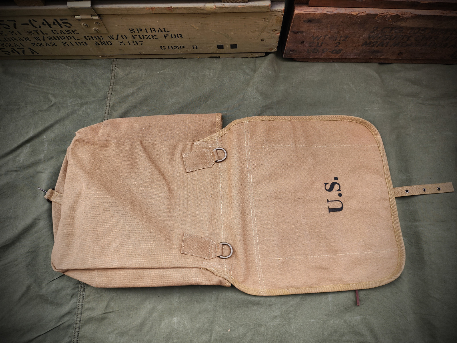 U.S. Spanish American War M1878 Haversack with Leather Shoulder Strap Ration Bag