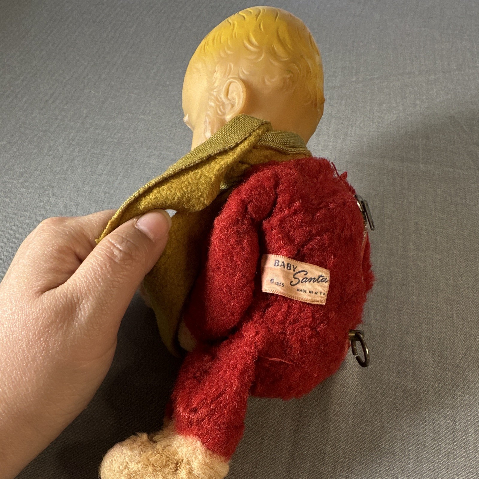 1955 Vintage Knickerbocker Musical Santa Baby Plush Christmas Toy Music Box