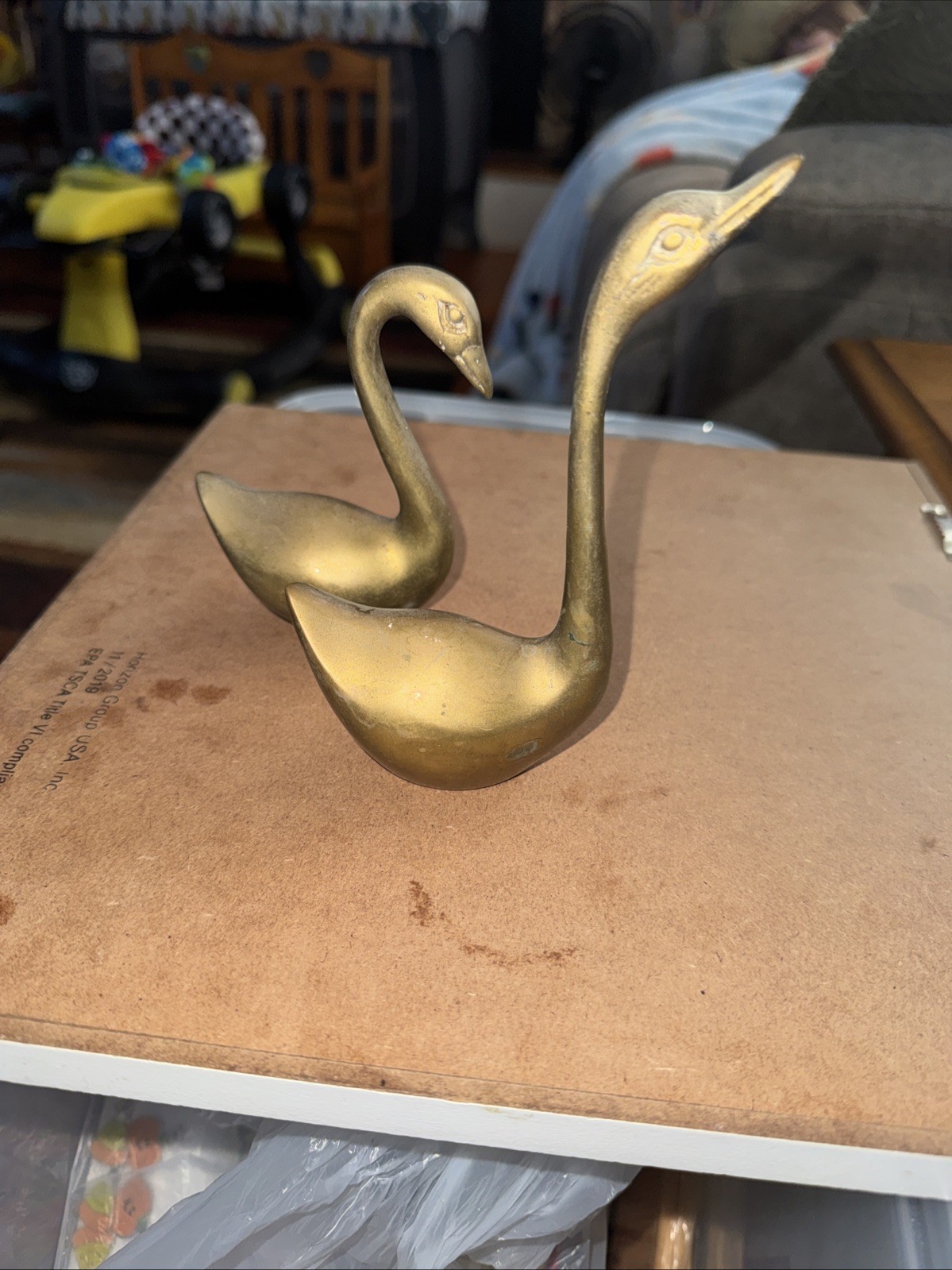 Brass Swans Vintage Pair Two Piece Set