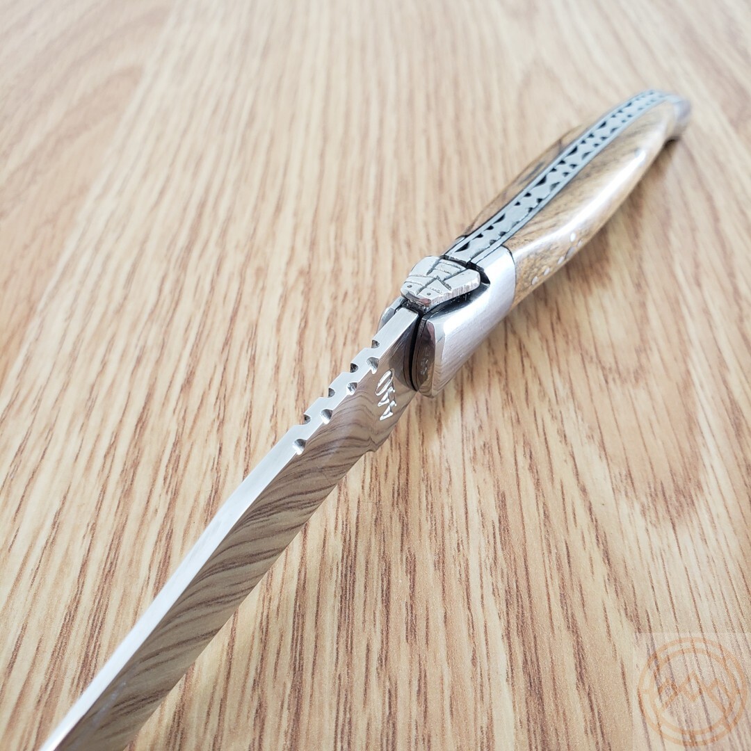 Baladeo Laguiole Folding Knife 3.25″ 440 Steel Blade Olive Wood/Stainless Handle