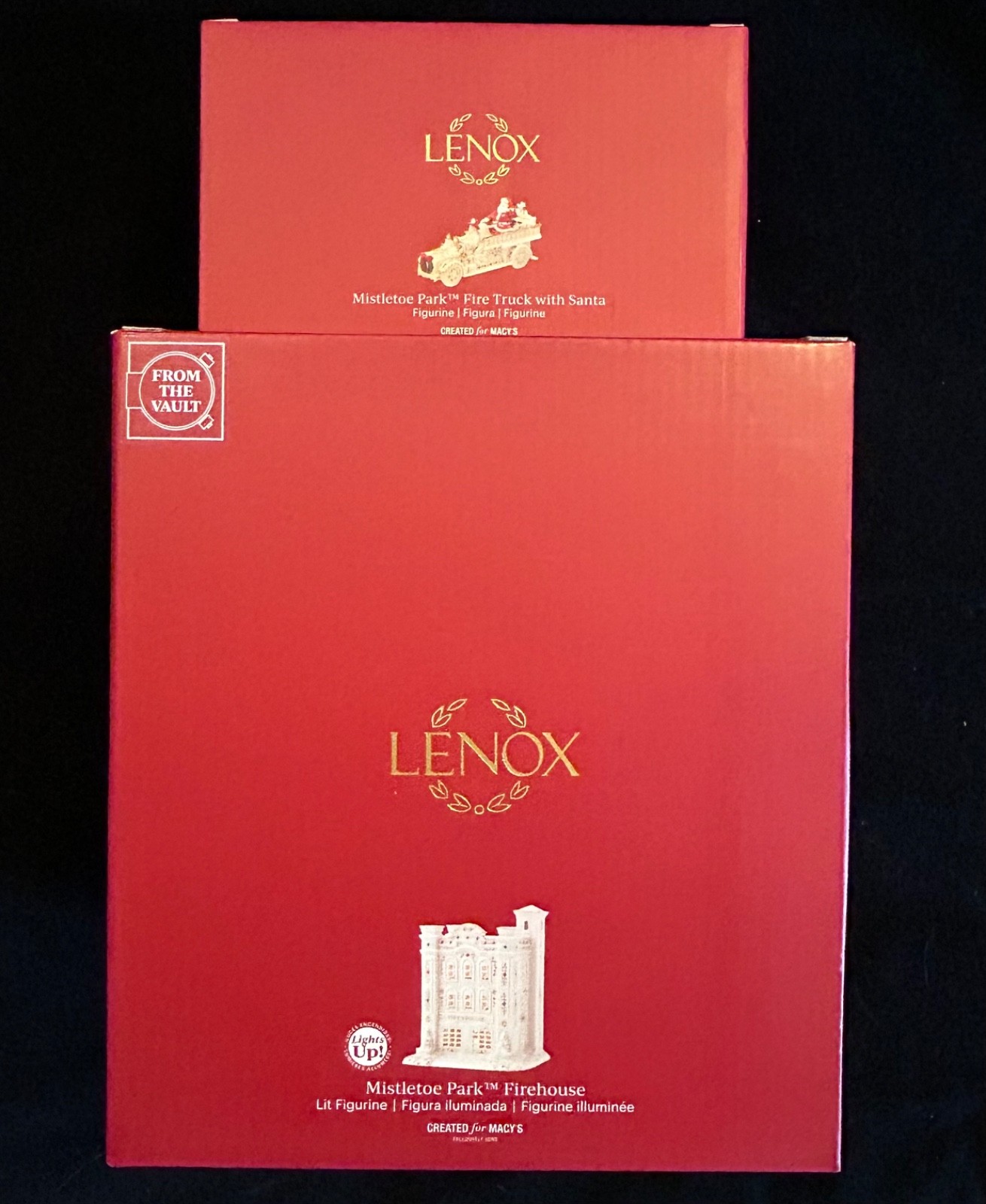 Lenox Mistletoe Park Series ~FIREHOUSE & FIRE TRUCK WITH SANTA set~ Brigade, NEW