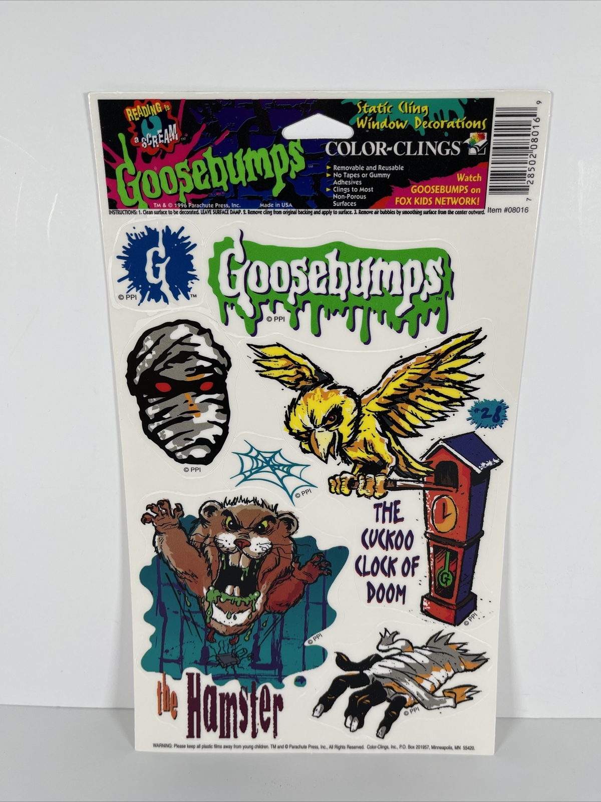 Vintage 1996 Goosebumps Window Clings Case Of 24 RL Stine Halloween NOS 4 Styles