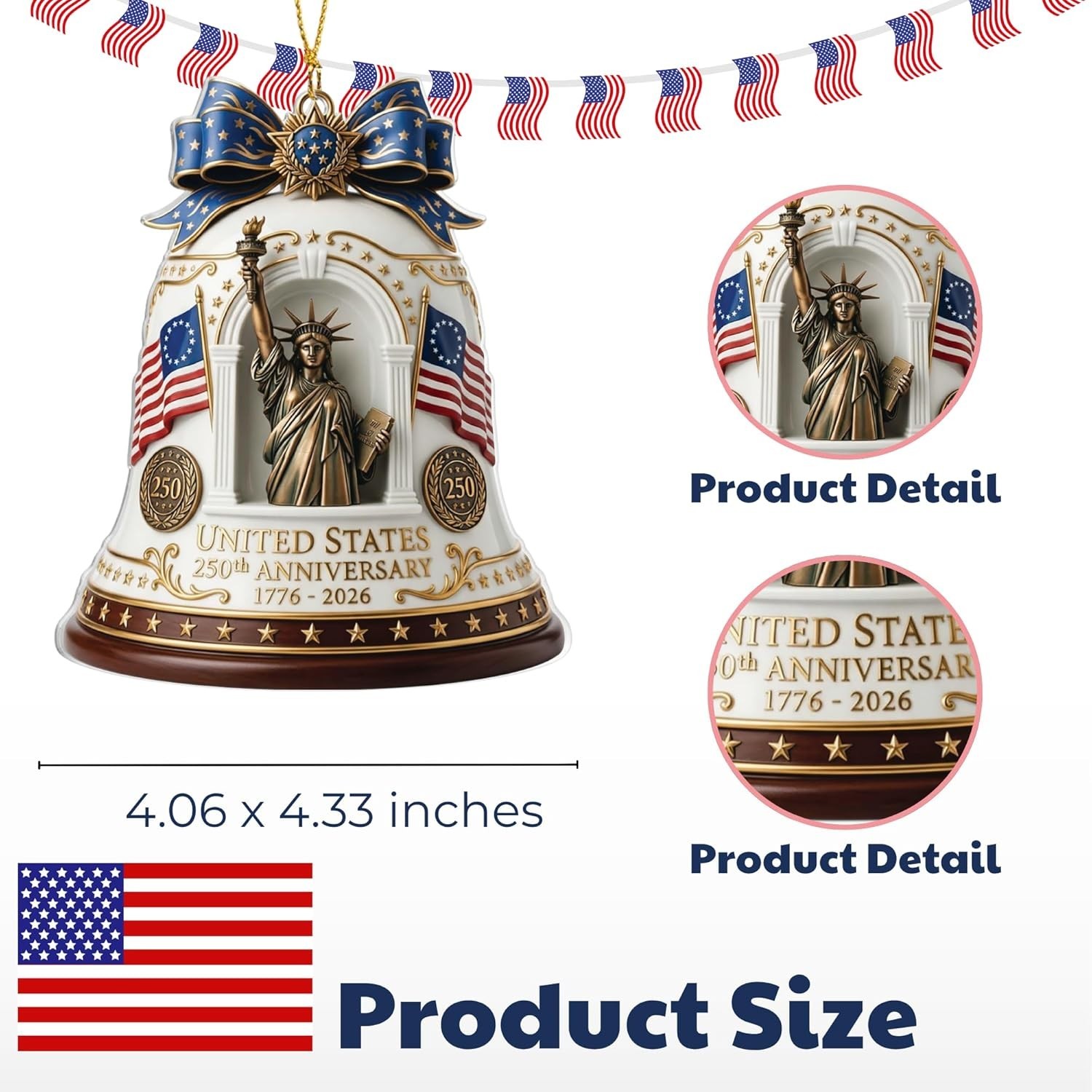 Patriotic Decorations 250 Anniversary Ornament – Statue of Liberty Bell, 4th…