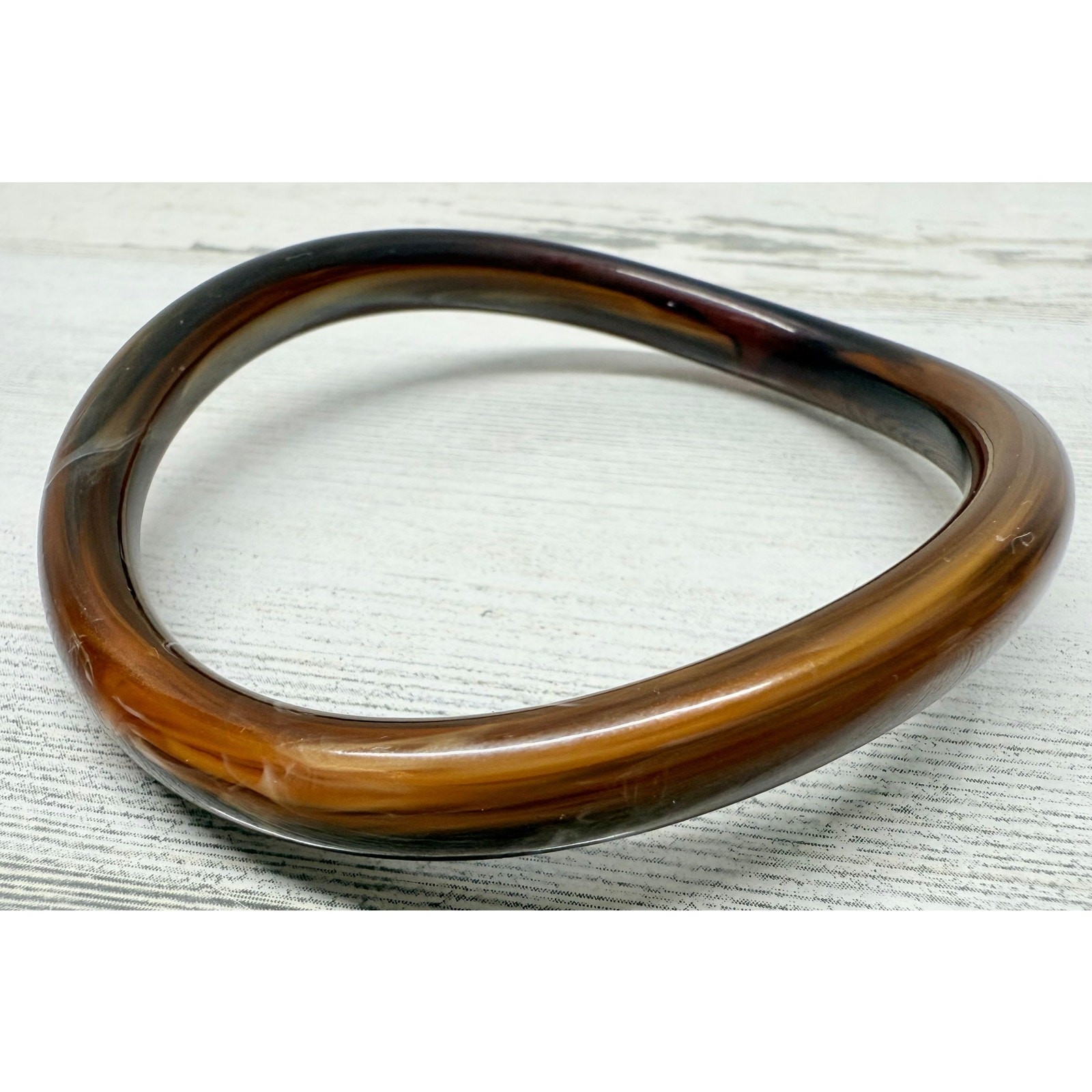 Vintage 1960s Marbled Chocolate Brown Free Form Lucite Bracelet
