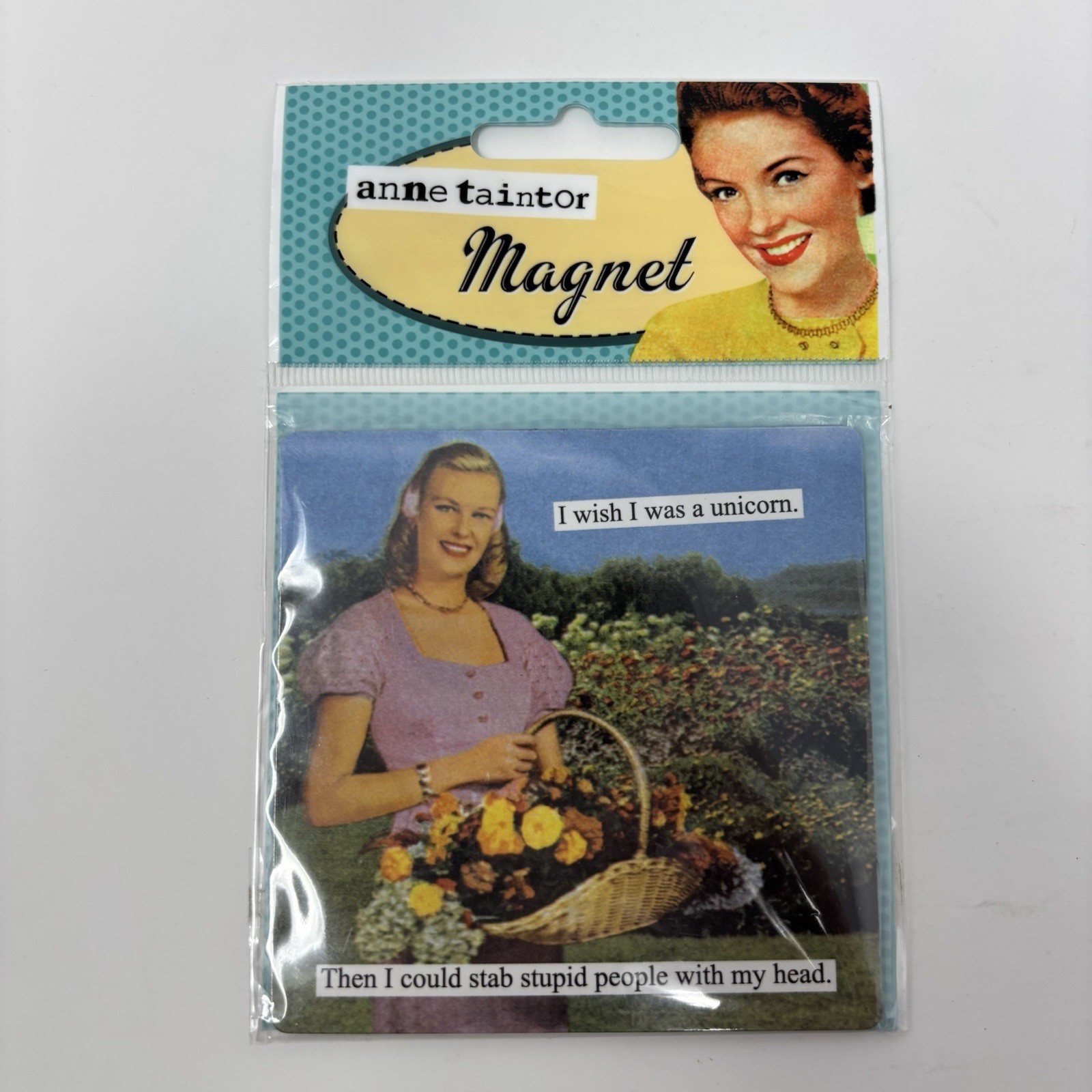 Anne Taintor „I Wish I Was A Unicorn“ Funny Retro Refrigerator Magnet Home New
