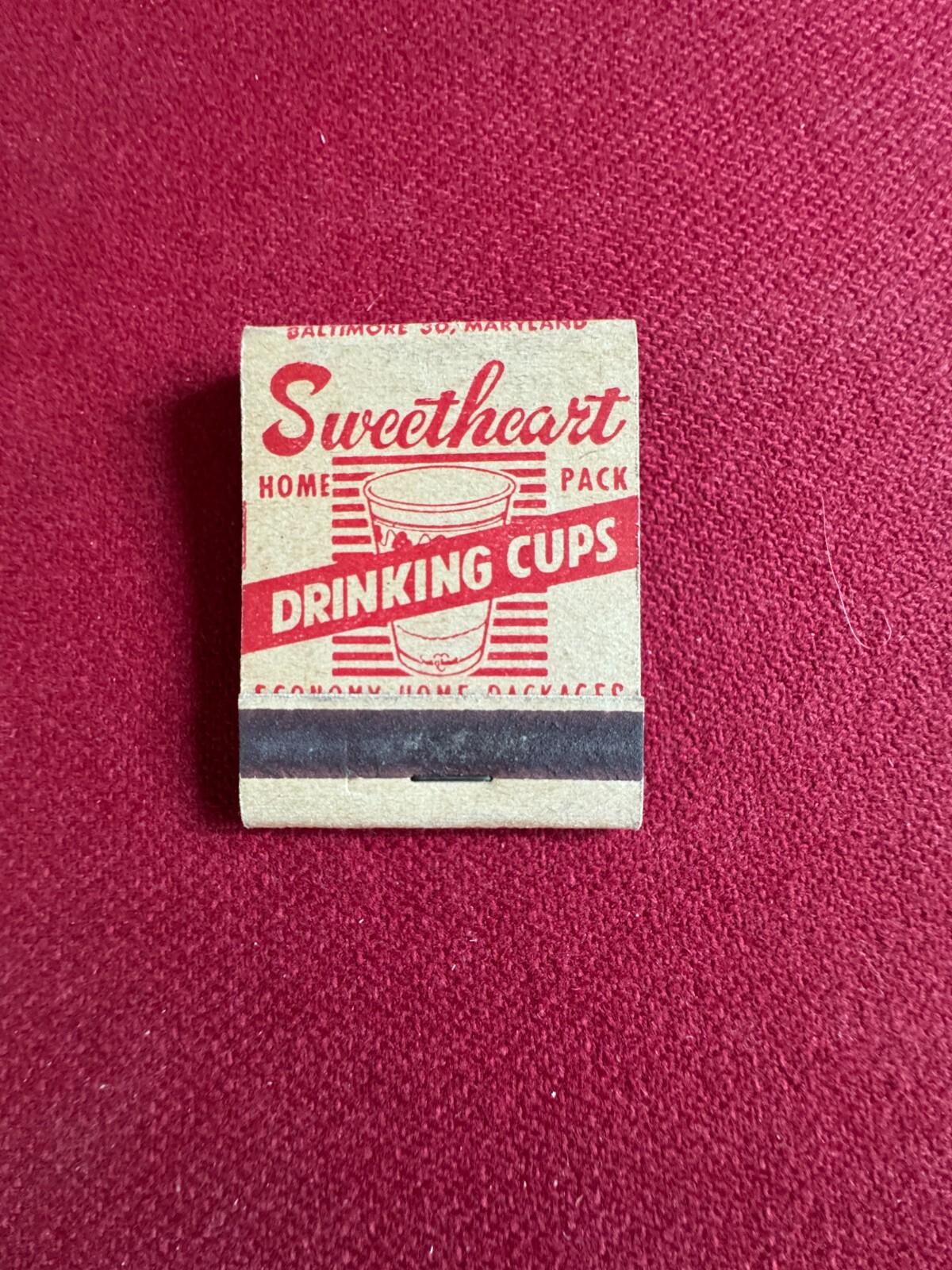 1940’s, Sweetheart Drinking Cup Brand, „Un-Used“ Matchbook (Scarce / Vintage)