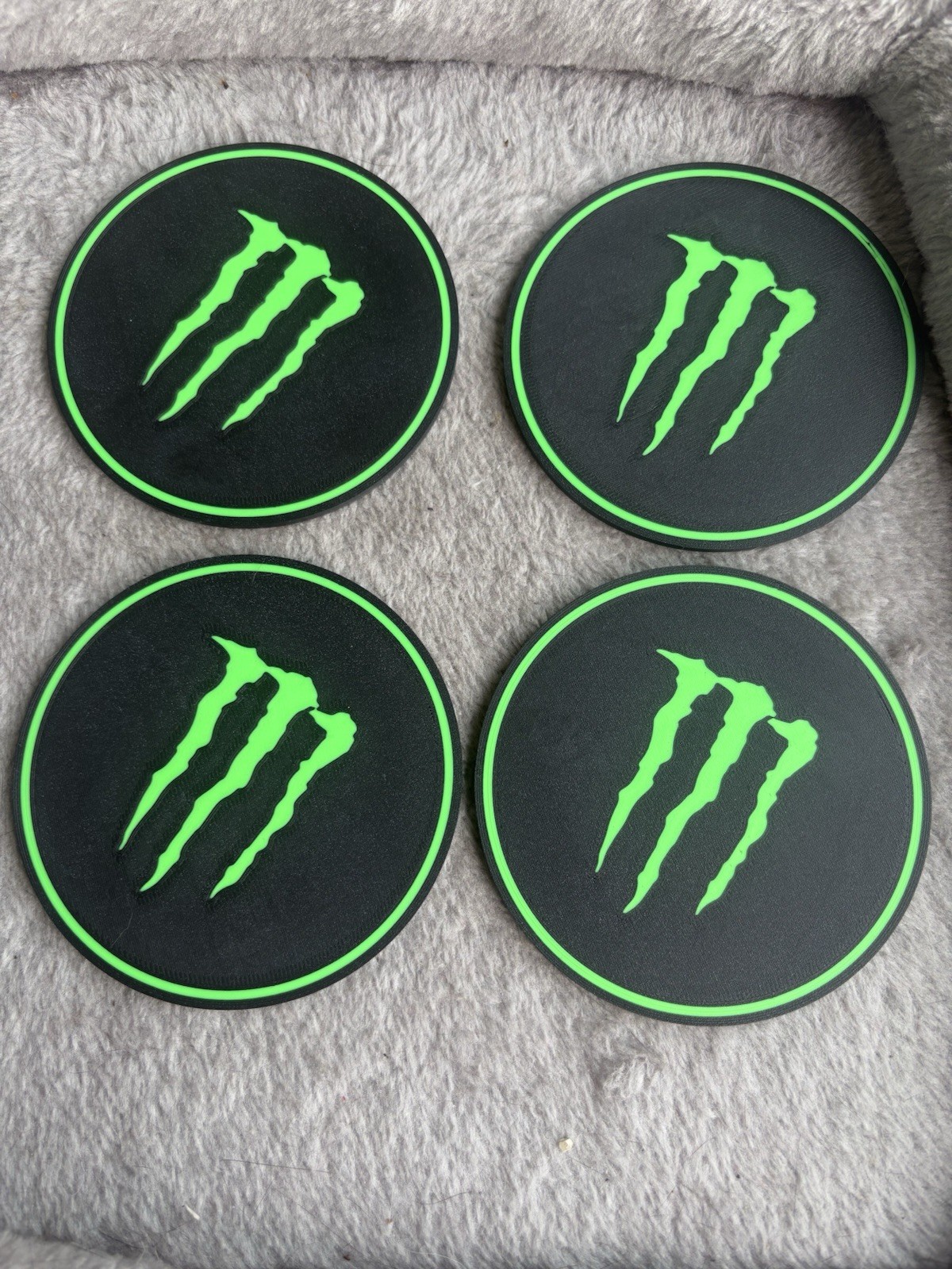 Monster Energy Coaster Set With Display Holder – Black & Green Home Bar Decor