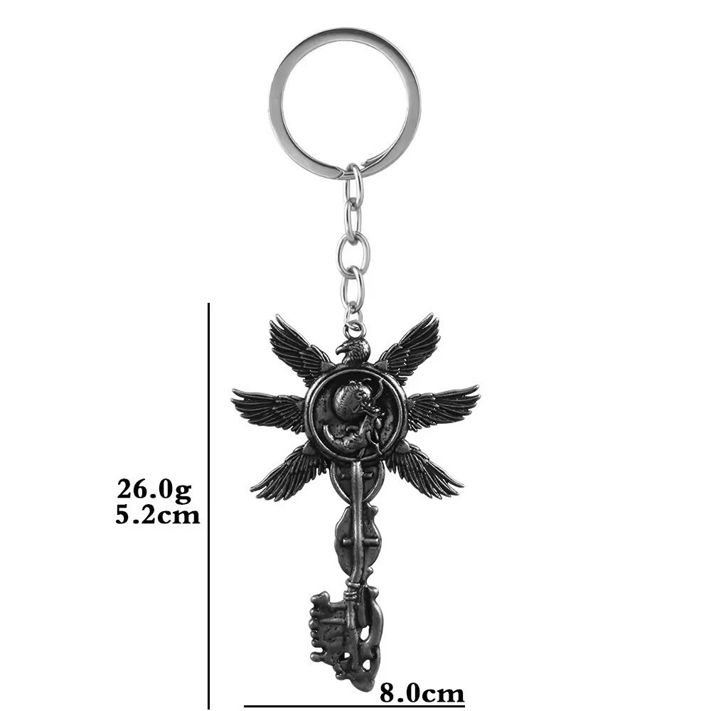 Resident Evil 8 Village Key Keychain Vintage Six-Winged Unborn Pendant Keyring