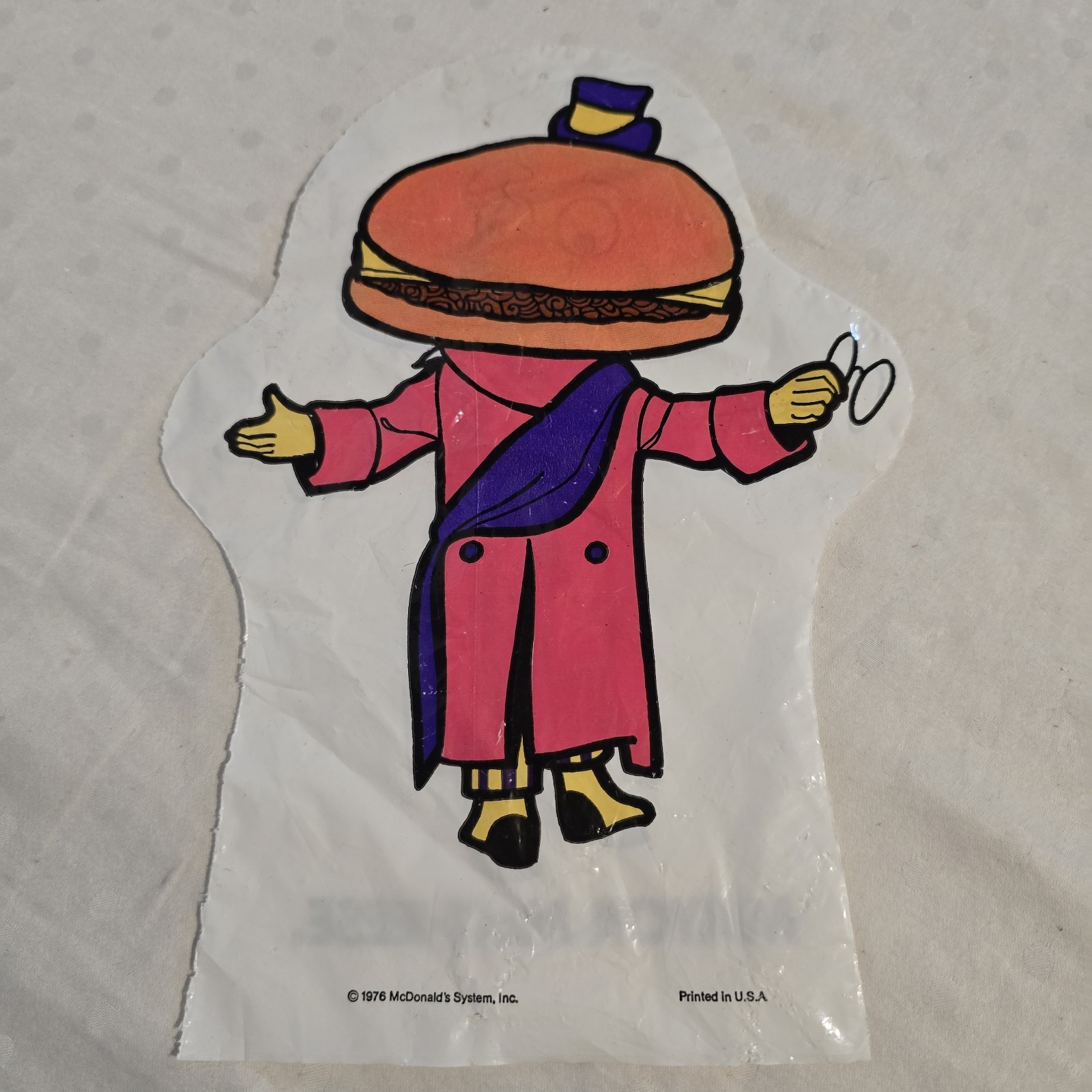 Vintage 1976 McDonald’s Mayor McCheese Plastic Hand Puppet McDonaldland USA