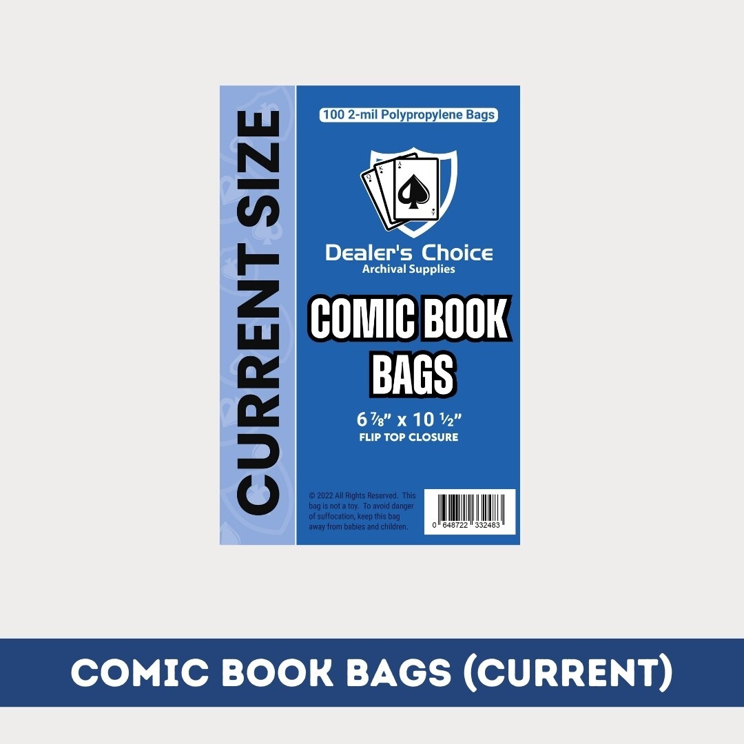 1000 COMIC BOOK BAGS (Current Size) – 2-mil Polypropylene Archival Bags