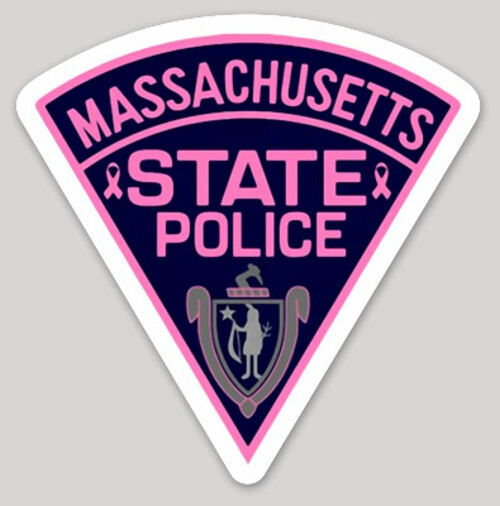 3 Inch Non-Reflective Pink Massachusetts State Police Logo Sticker Decal