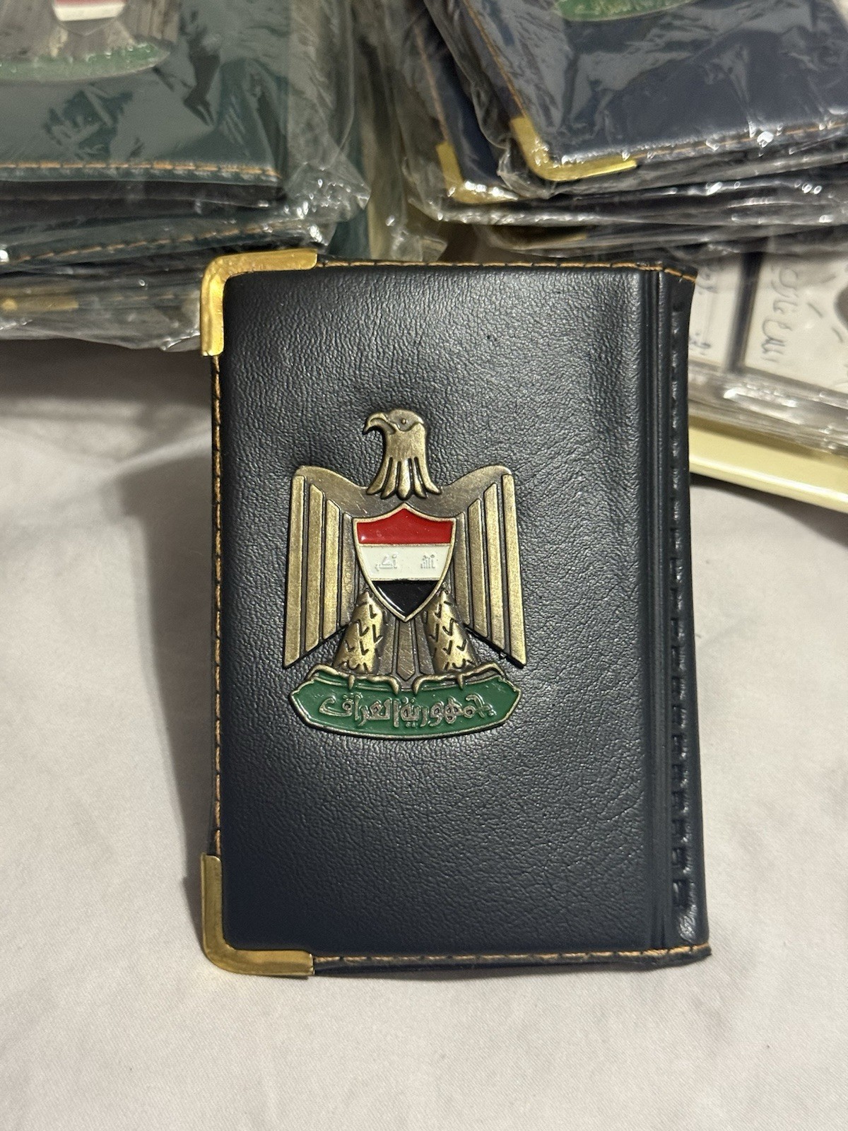 Iraqi Business Cards Holder Wallet, With Iraqi Republic Eagle Emblem. Black