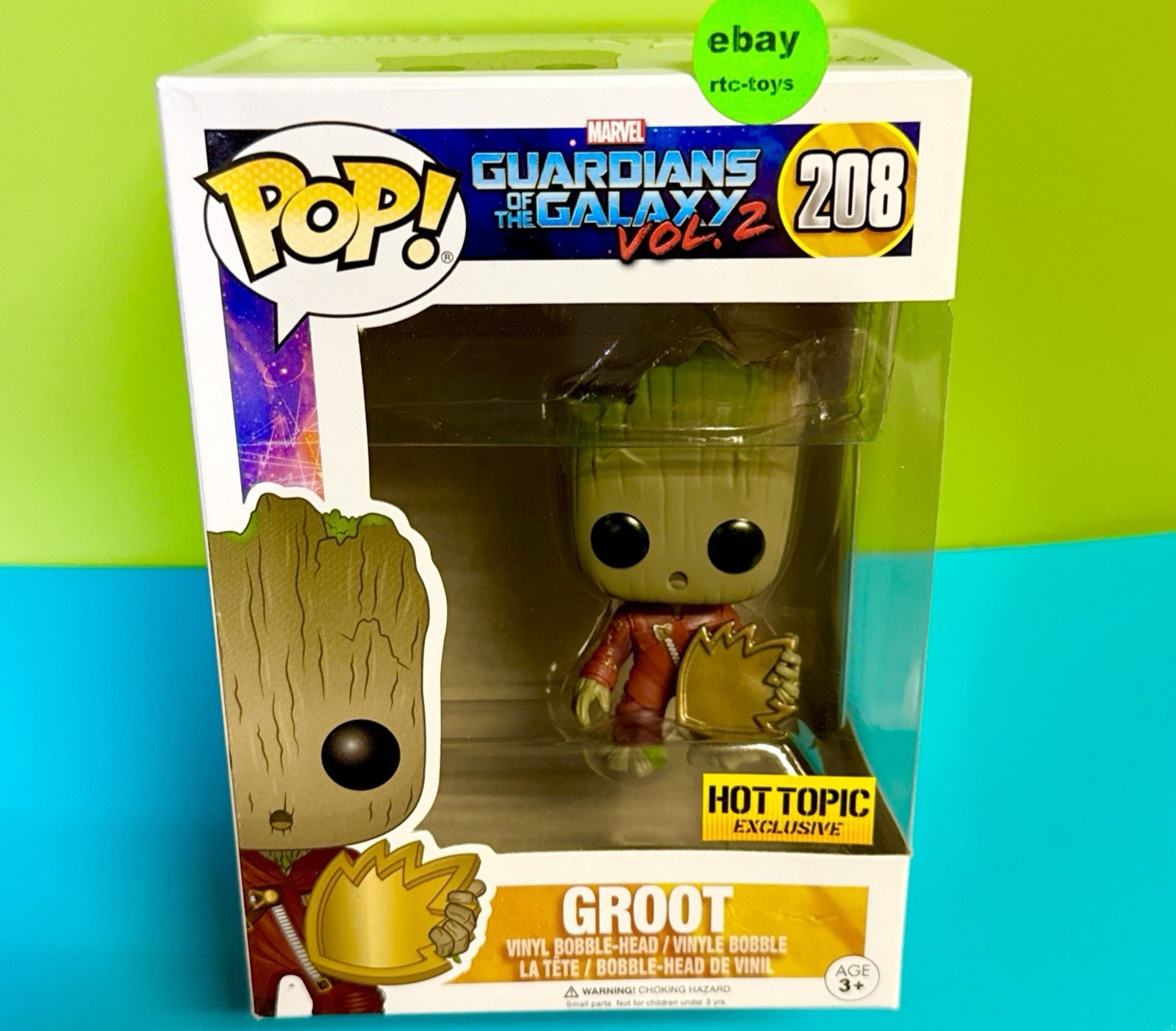 Funko Pop! Groot #208 Guardians Of The Galaxy Vol. 2 Hot Topic Exclusive Vaulted