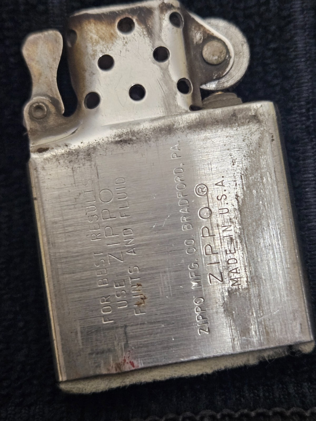 Vintage Frantz Equipment Company Zippo – PAT 2517191 – brushed chrome – USED