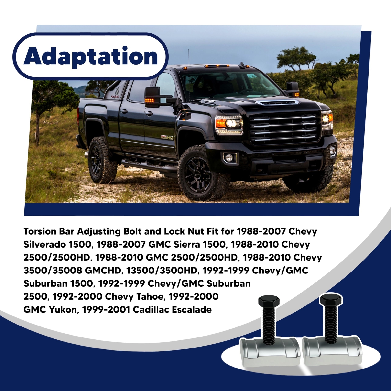 Torsion Bar Adjustment Bolt and Lock Nut Fit for Chevrolet Silverado Tahoe GMC